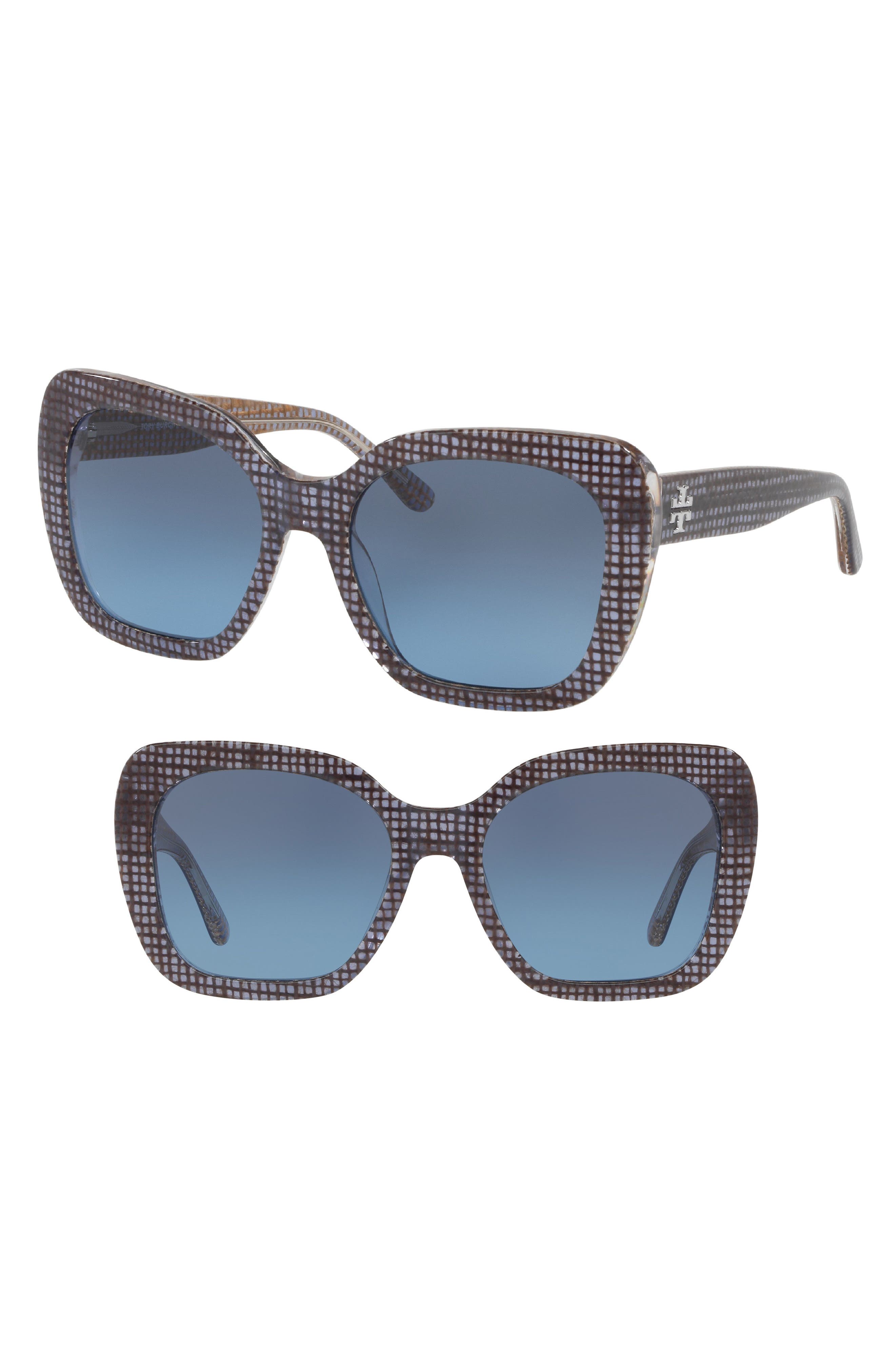 UPC 725125004640 product image for Women's Tory Burch Raffia 56Mm Square Sunglasses - Navy Crystal Gradient | upcitemdb.com