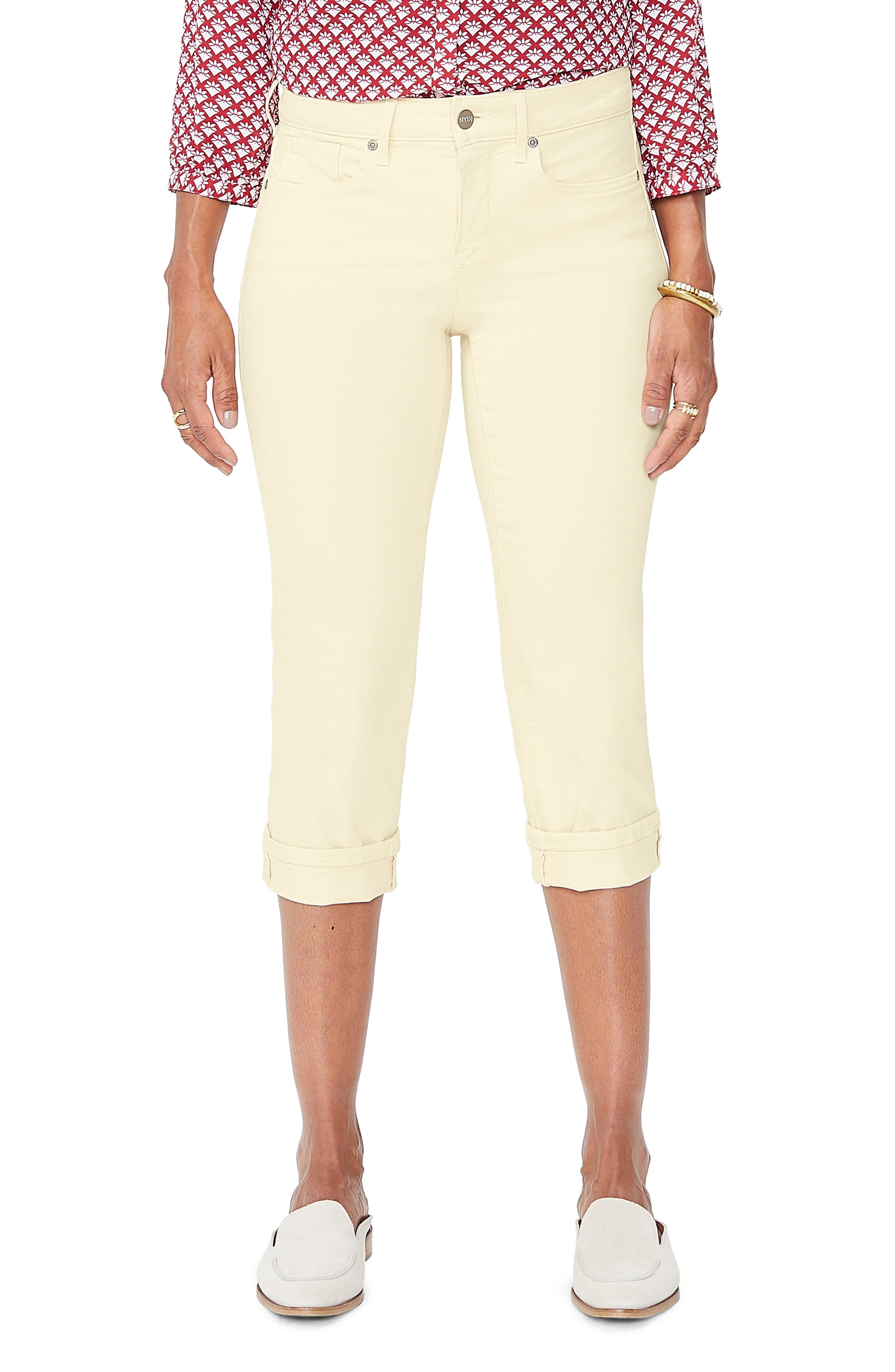 Petite Nydj Marilyn Straight Leg Capri Jeans, Yellow