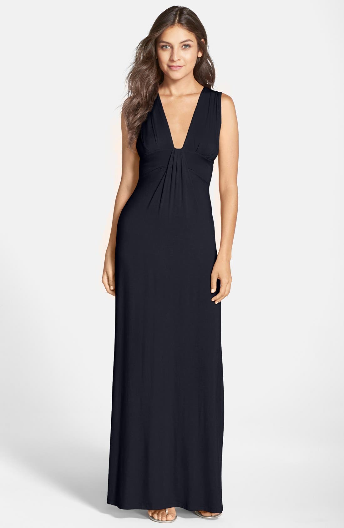 Fraiche By J Deep V-Neck Jersey Maxi Dress, Blue
