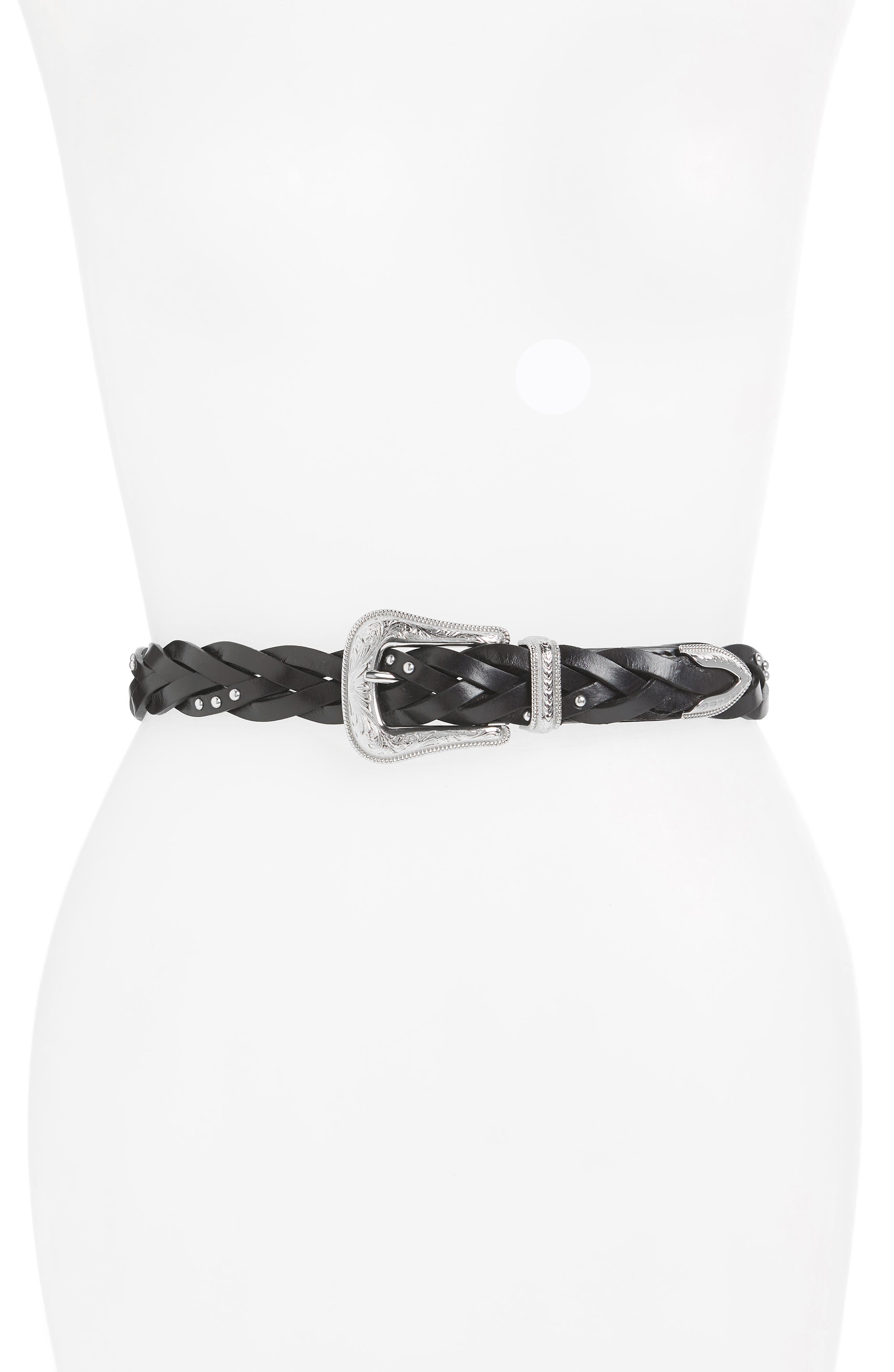 Rebecca Minkoff Lara Braided Leather Belt, Black