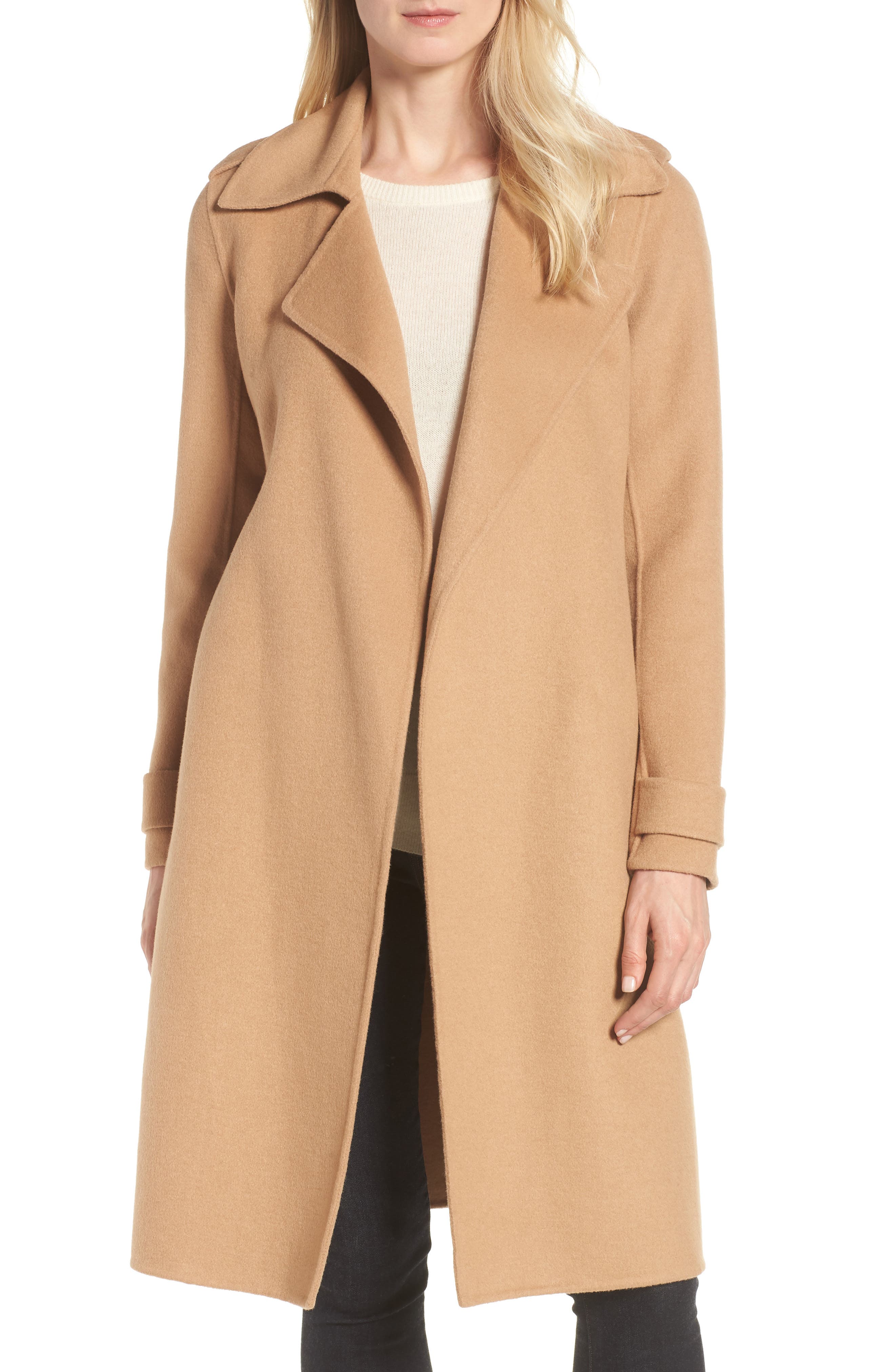 Badgley Mischka Double Face Wool Blend Wrap Front Coat (Regular & Petite) | Nordstrom