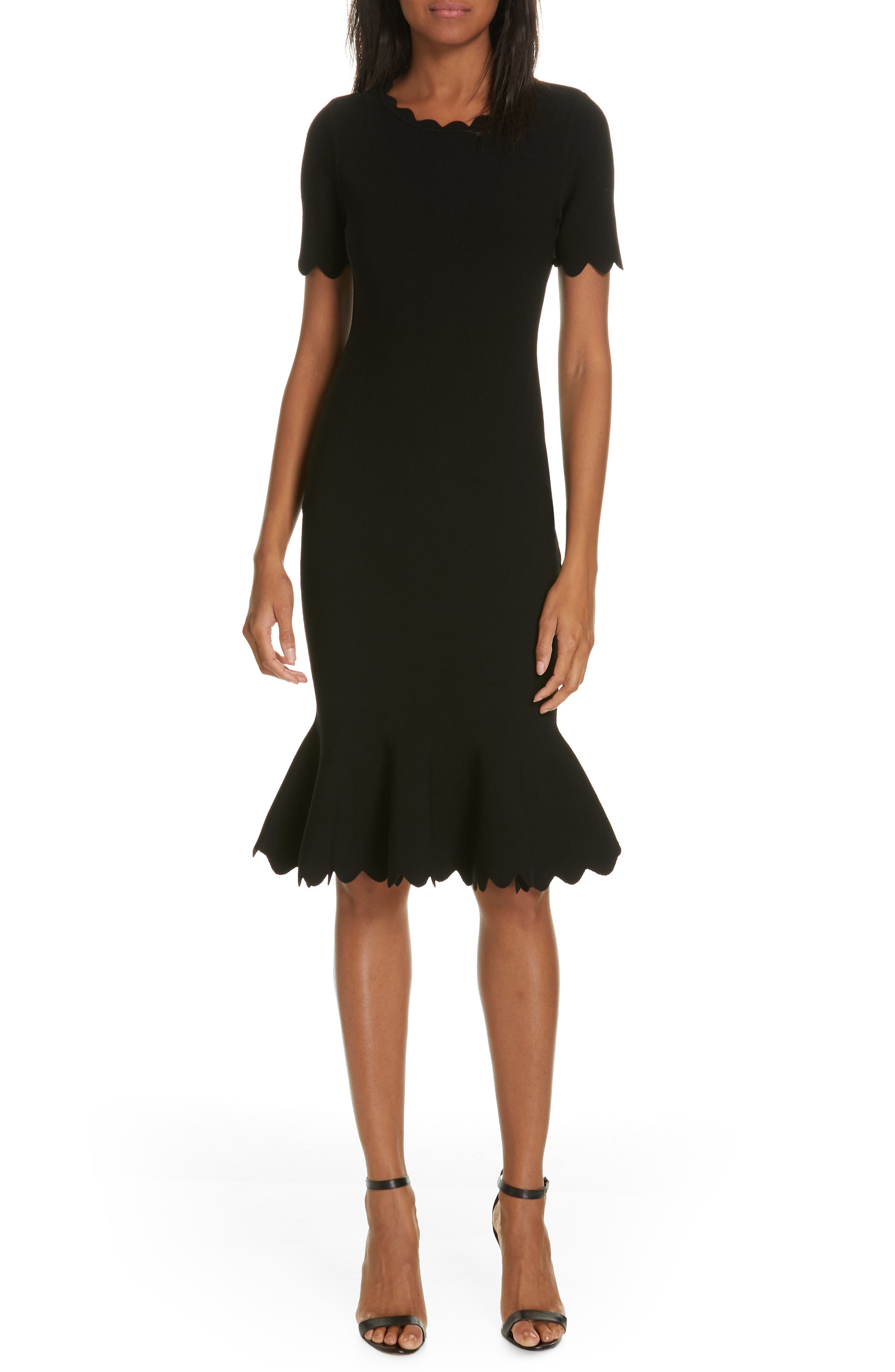 Milly Scallop Trim Mermaid Dress, Black