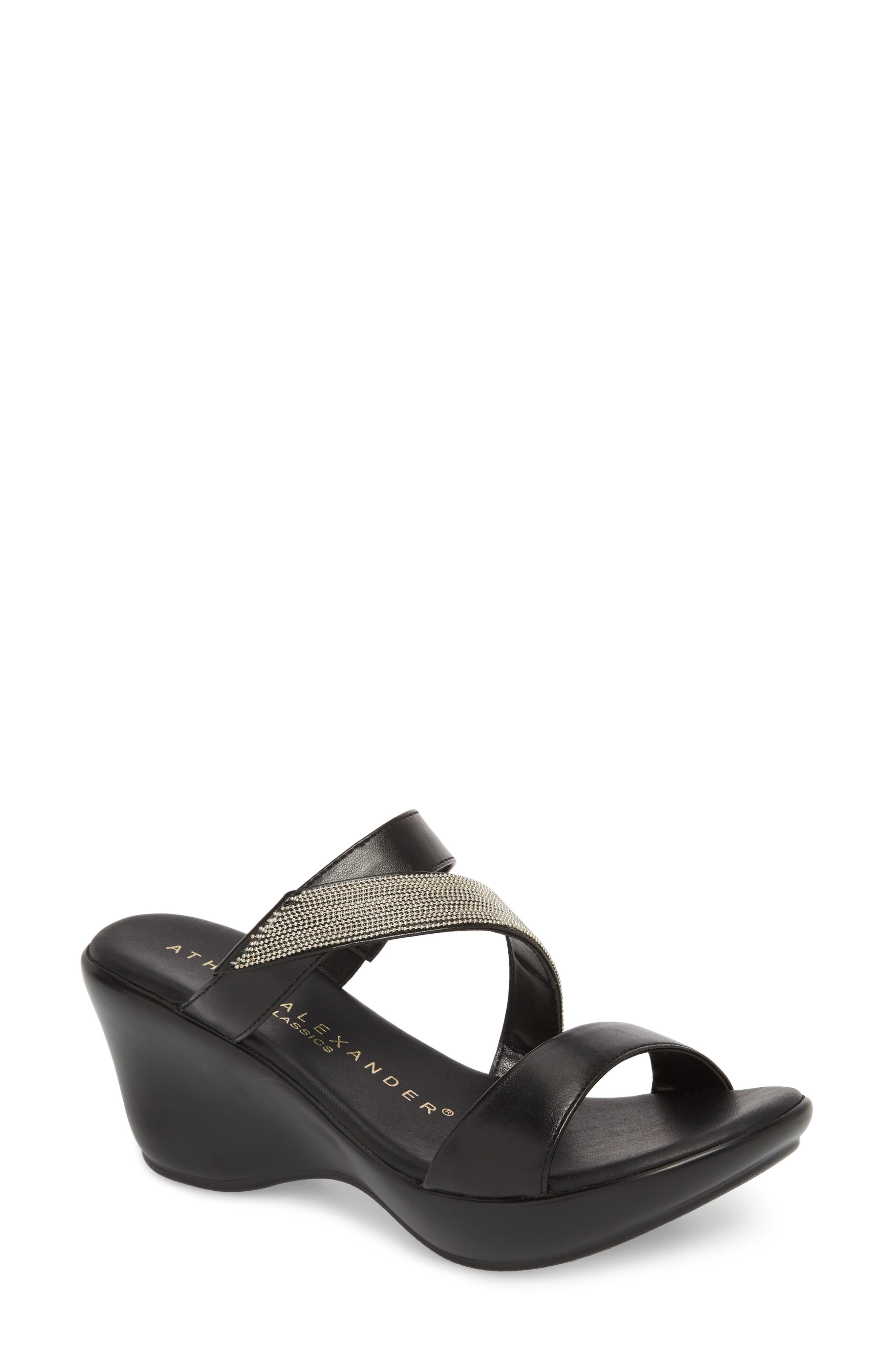 Athena Alexander Peyton Asymmetrical Slide Sandal- Black