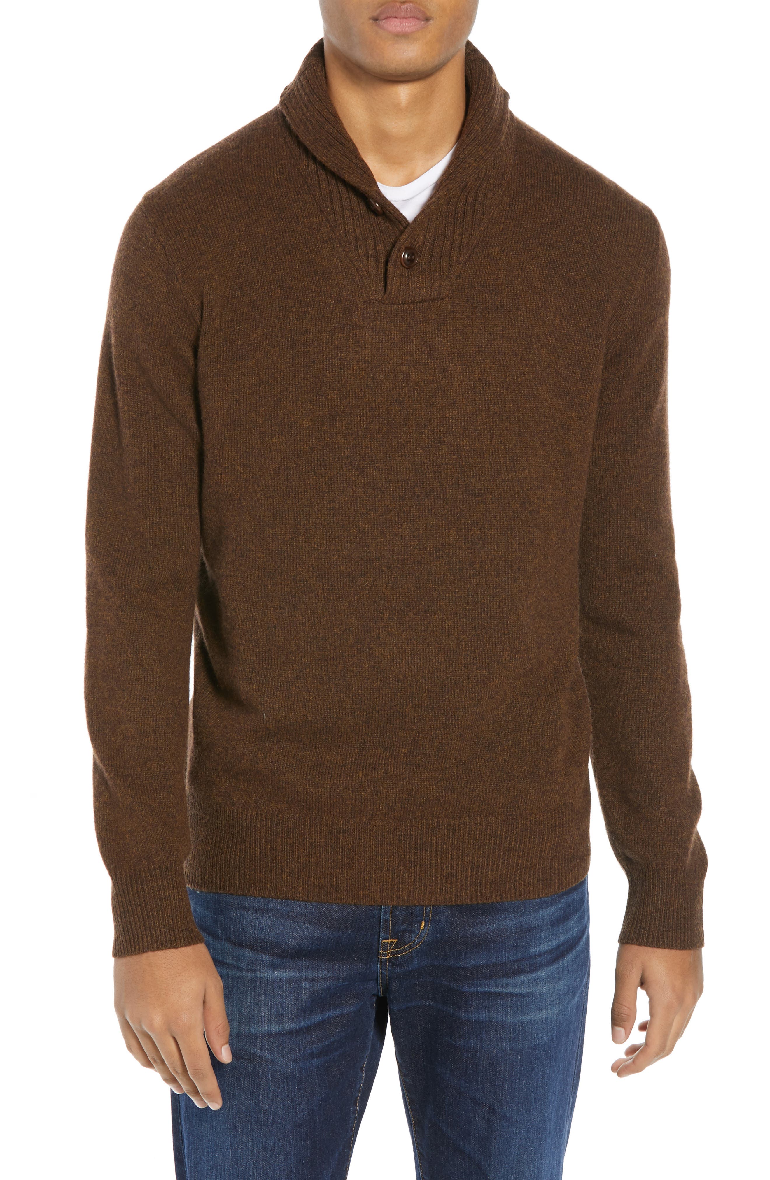 J.crew Rugged Merino Wool Blend Shawl Collar Pullover, Brown