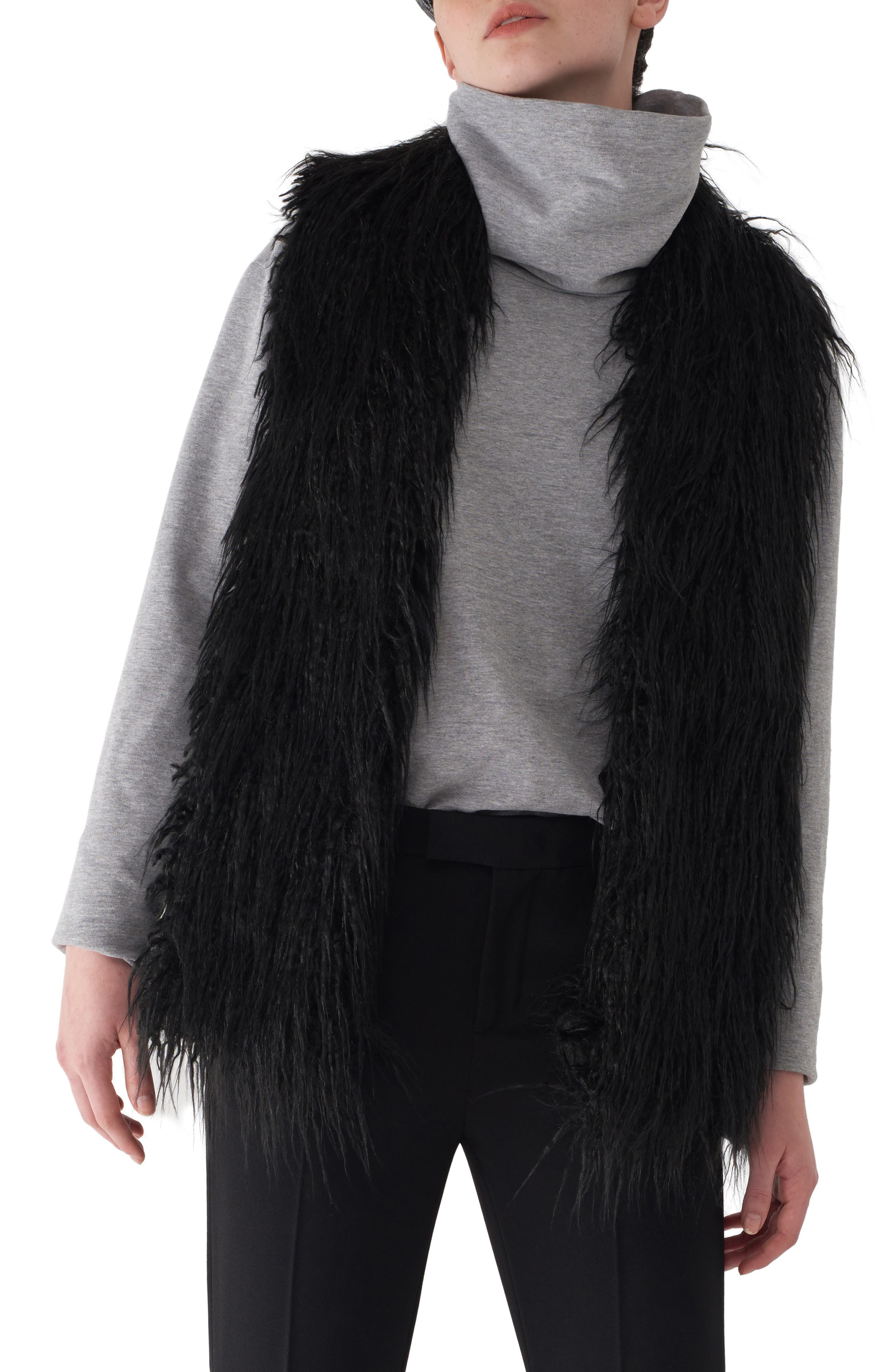 Sosken Gila Down & Faux Fur Vest, Black