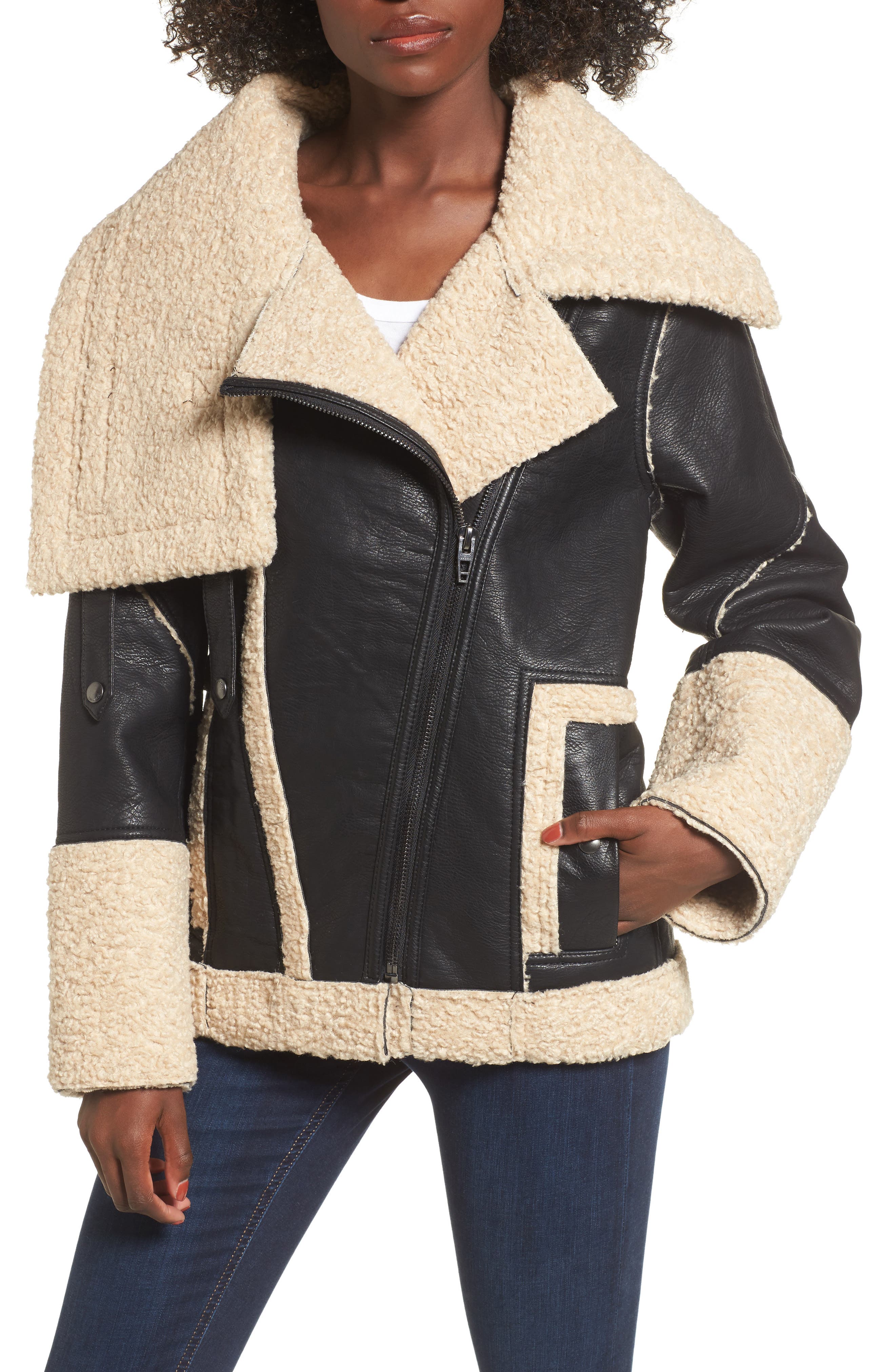 BLANKNYC Faux Shearling & Faux Leather Jacket Nordstrom