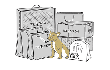 Stack of Nordstrom boxes and bags.