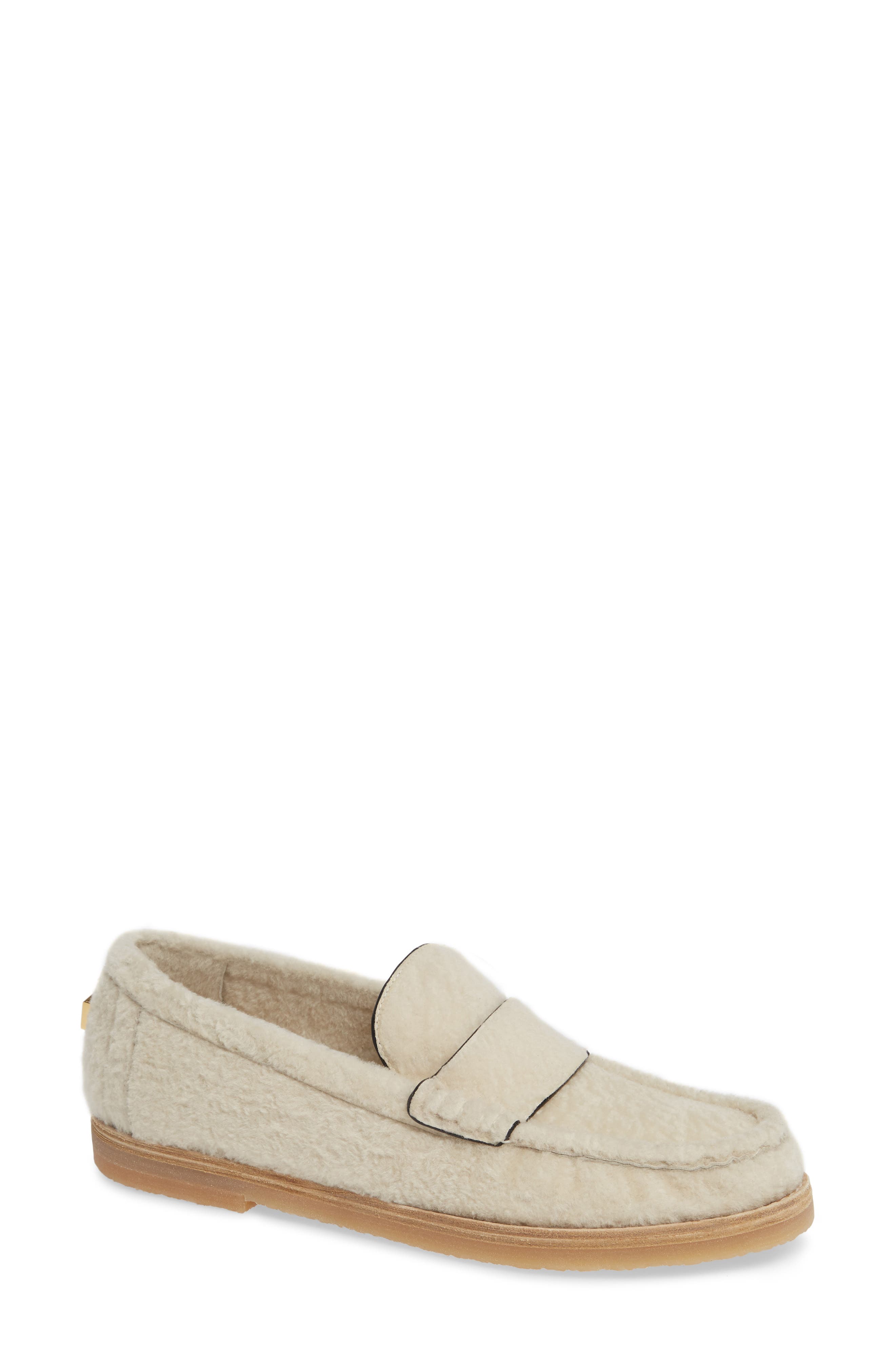 Stuart Weitzman Bromley Genuine Shearling Loafer, White