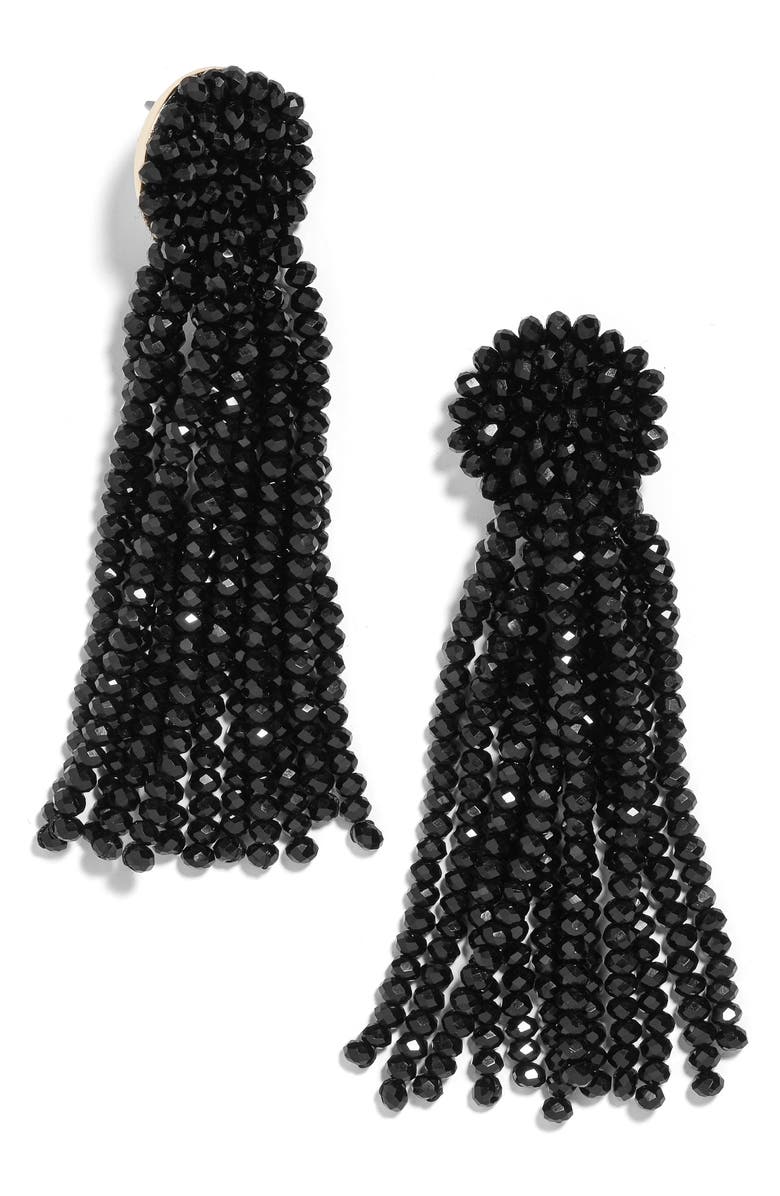 Beaded Tassel Earrings,
                        Main,
                        color, BLACK