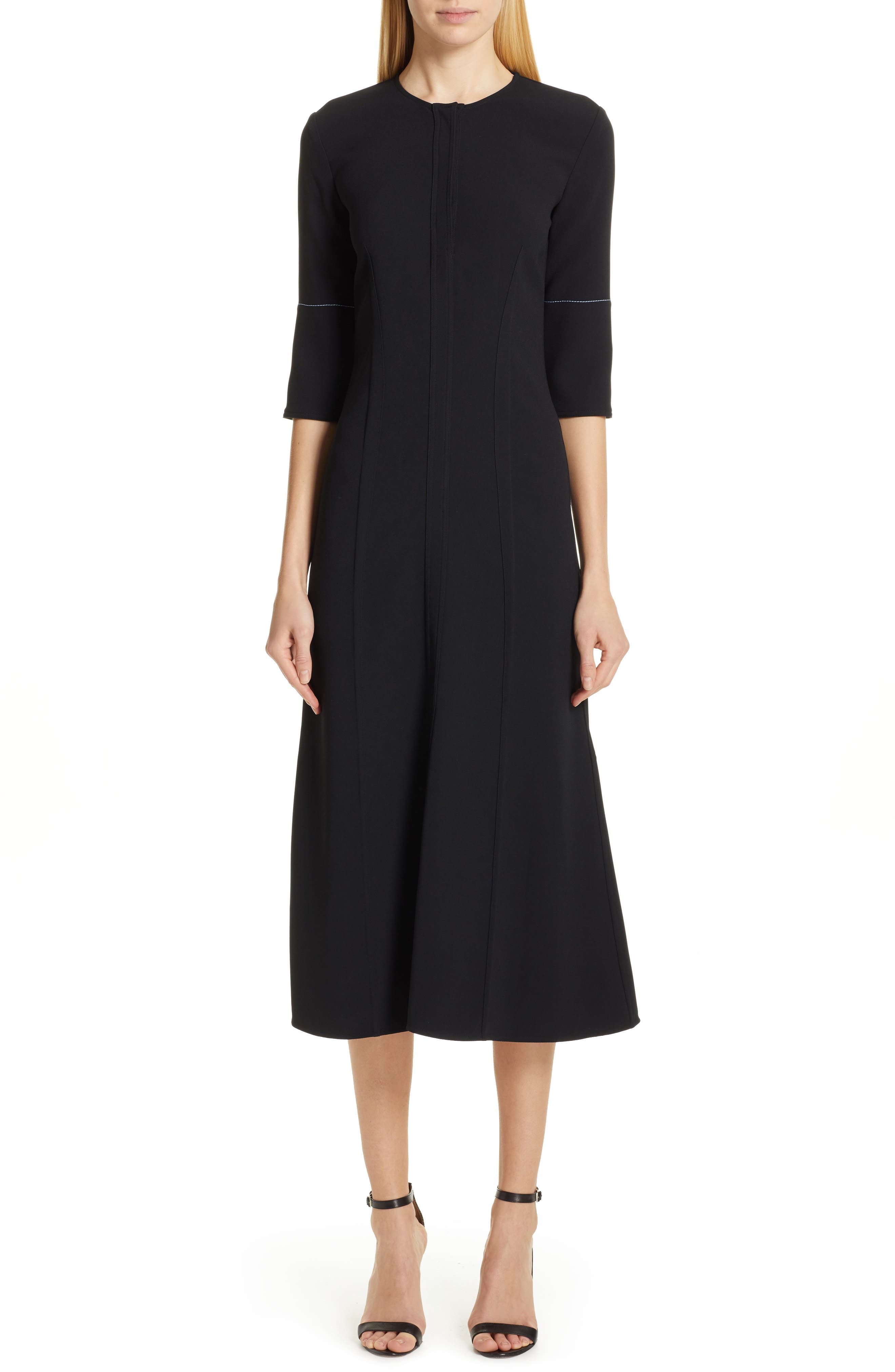 Victoria Beckham Contrast Stitch Crepe Dress, US / 8 UK - Black
