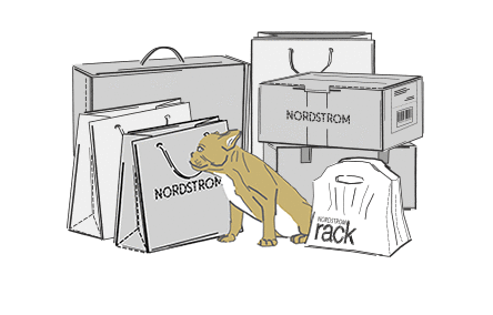Stack of Nordstrom boxes and bags.
