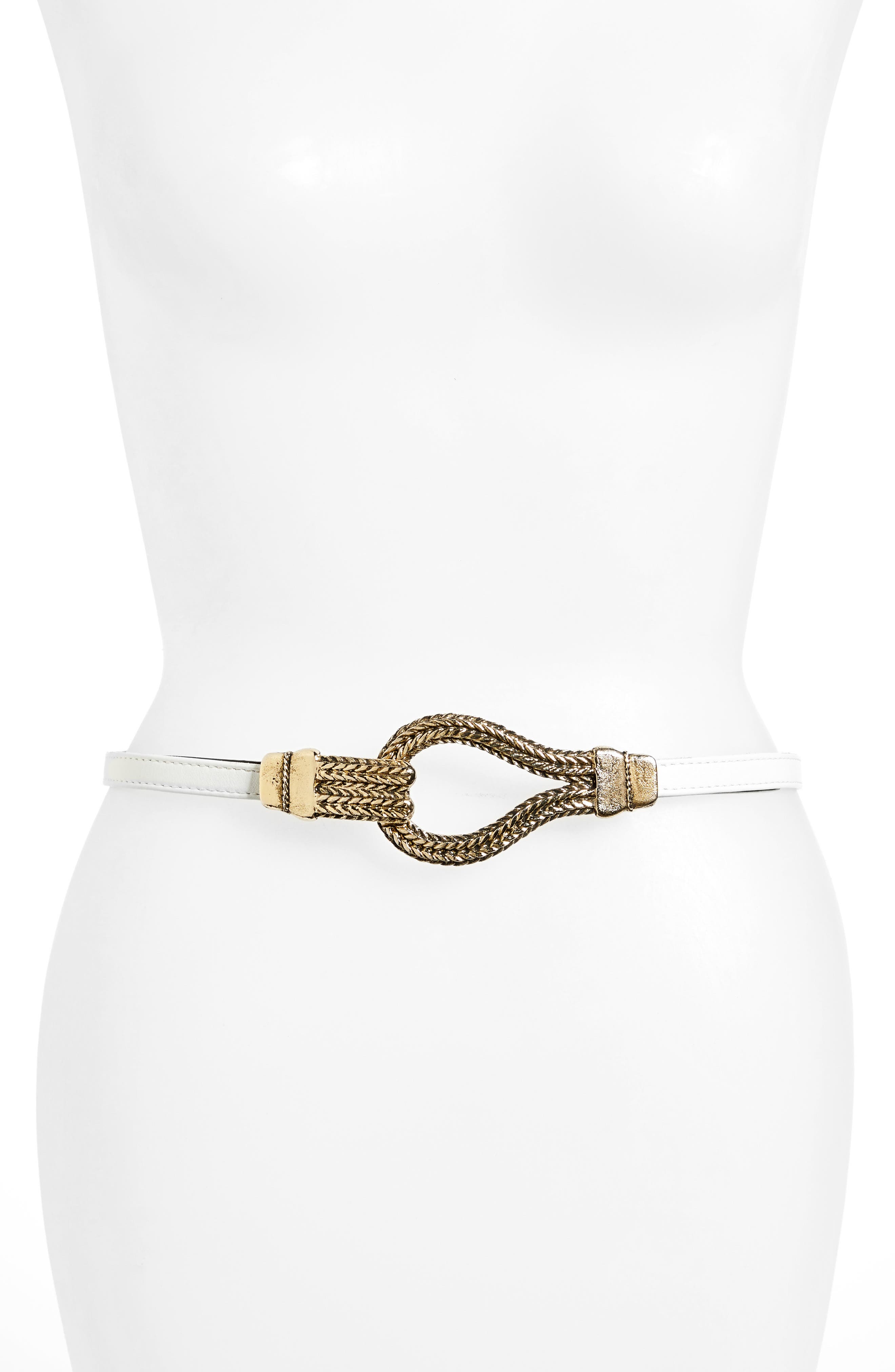 Raina Eternity Leather Belt, Size One Size - White