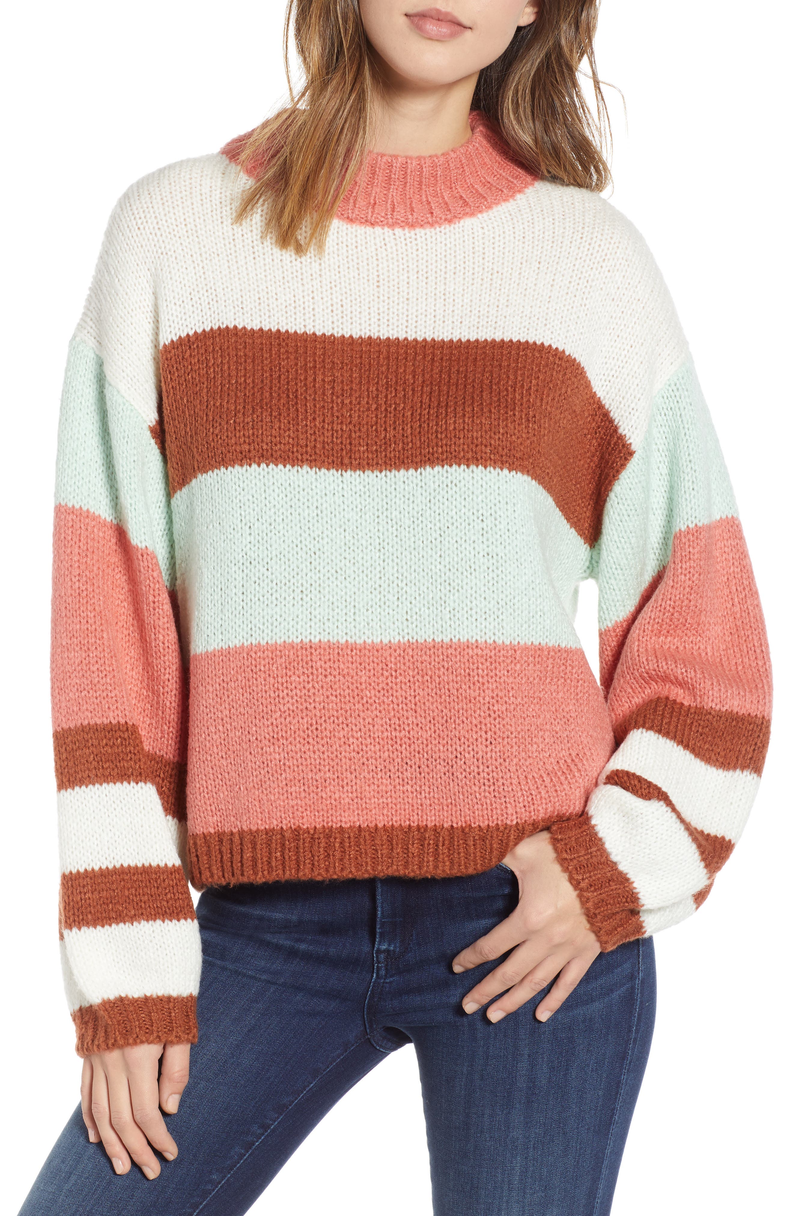 Bp. Stripe Sweater, Coral