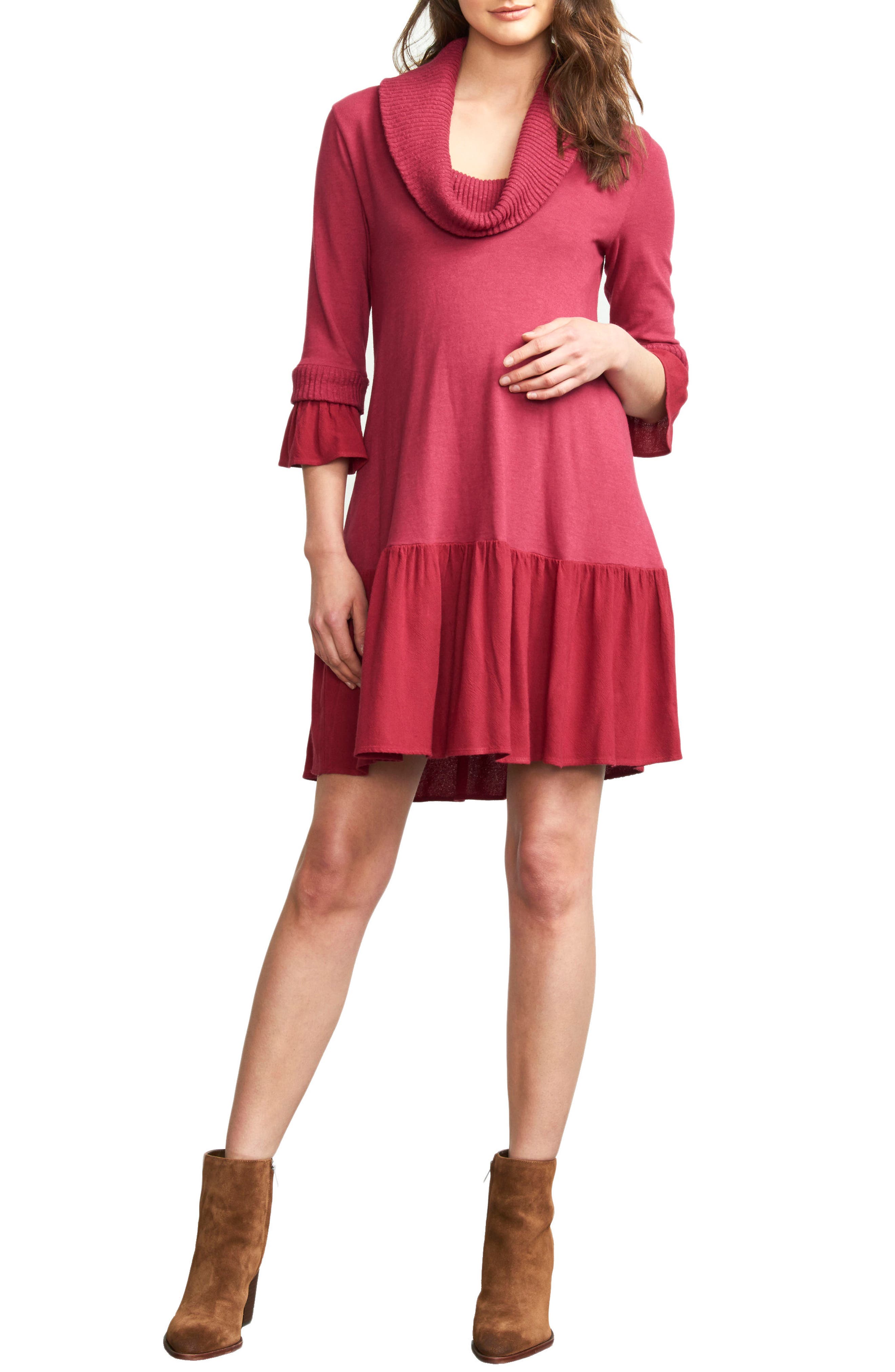 Maternal America Cowl Neck Maternity Dress, Purple