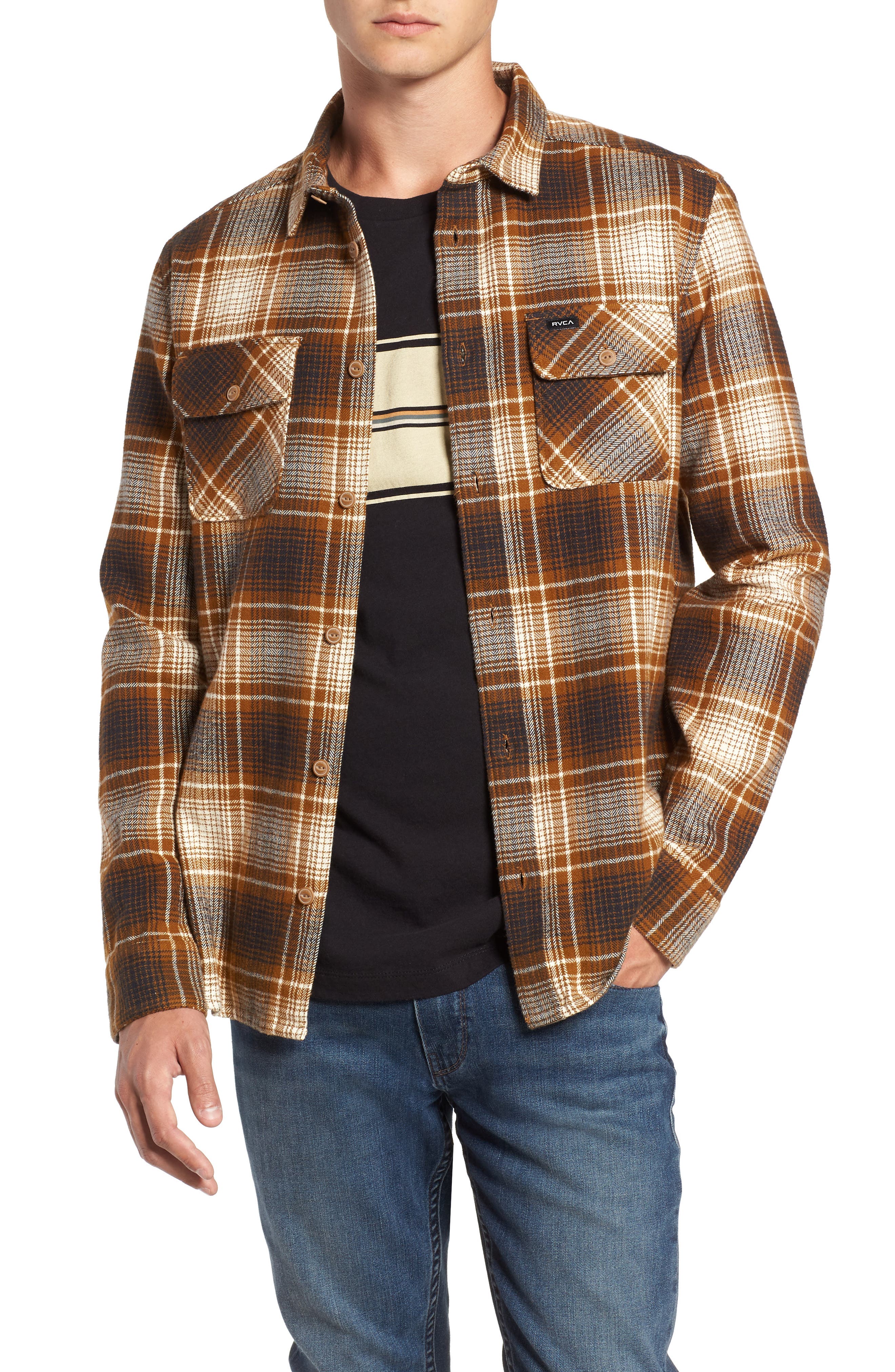 Rvca High Plains Flannel Shirt, Metallic
