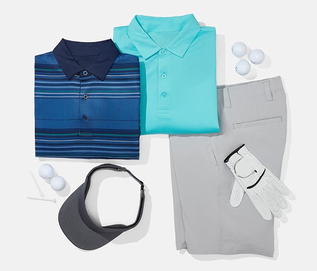 Golf clothing and gear.