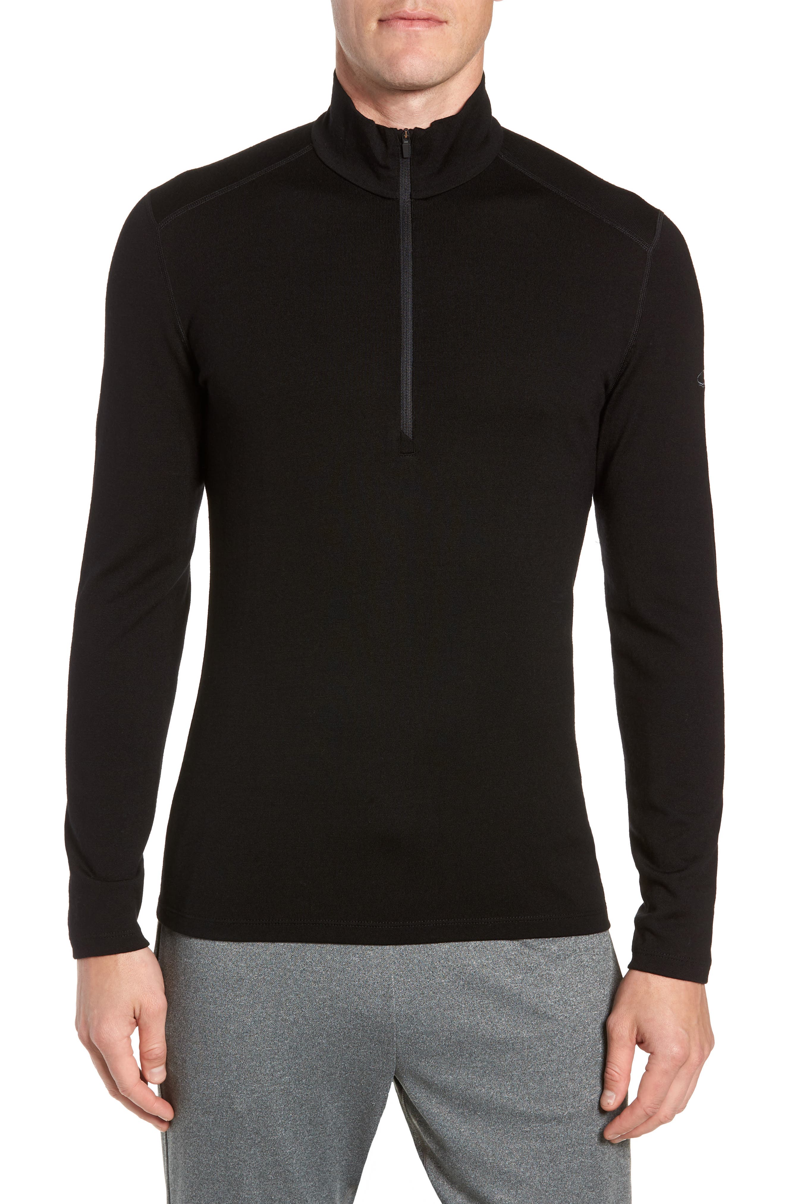 Icebreaker 260 Tech Merino Wool Half Zip Base Layer Top, Black