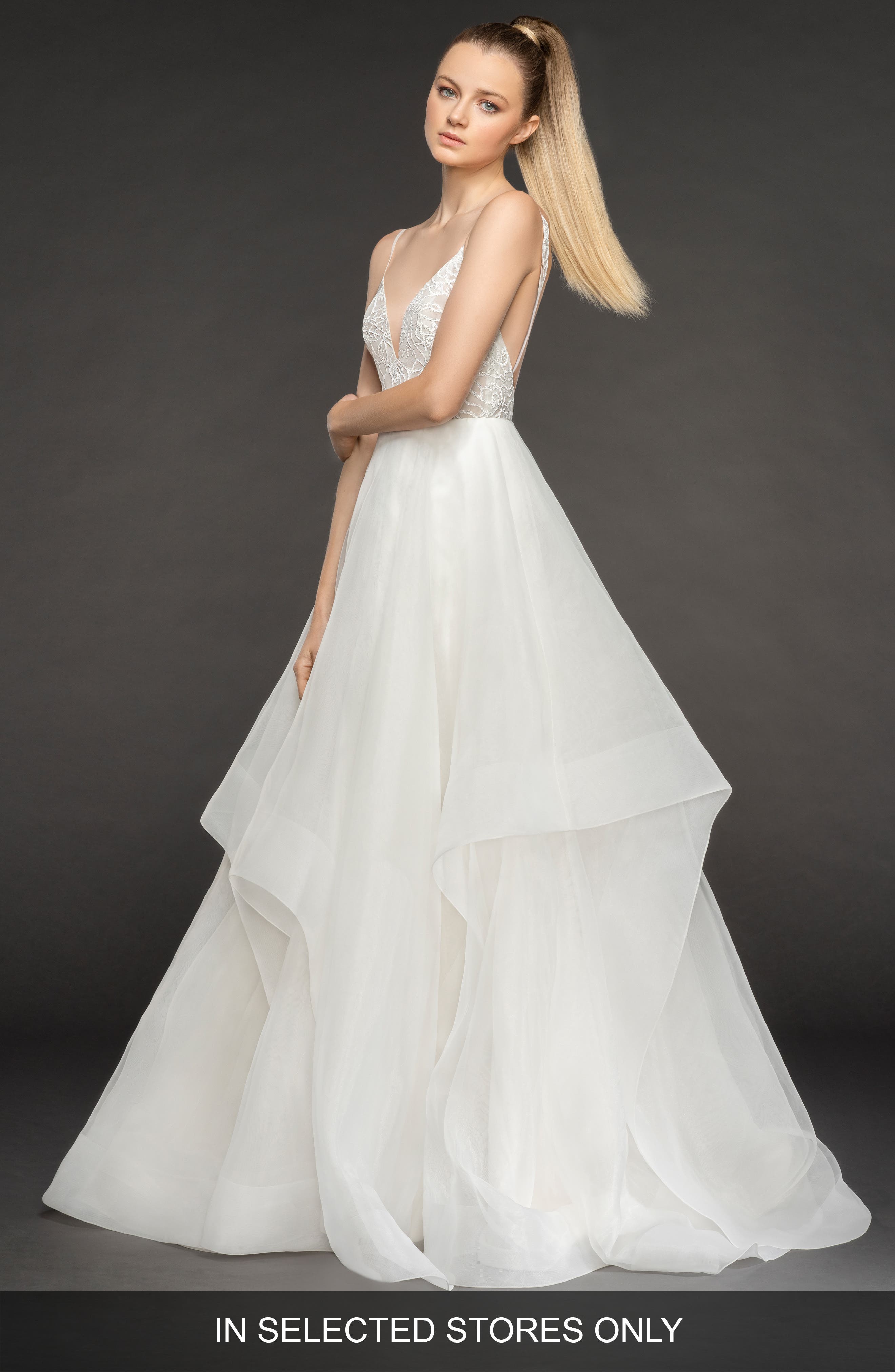 Blush By Hayley Paige Perri Tiered Organza Ballgown, Size IN STORE ONLY - Ivory