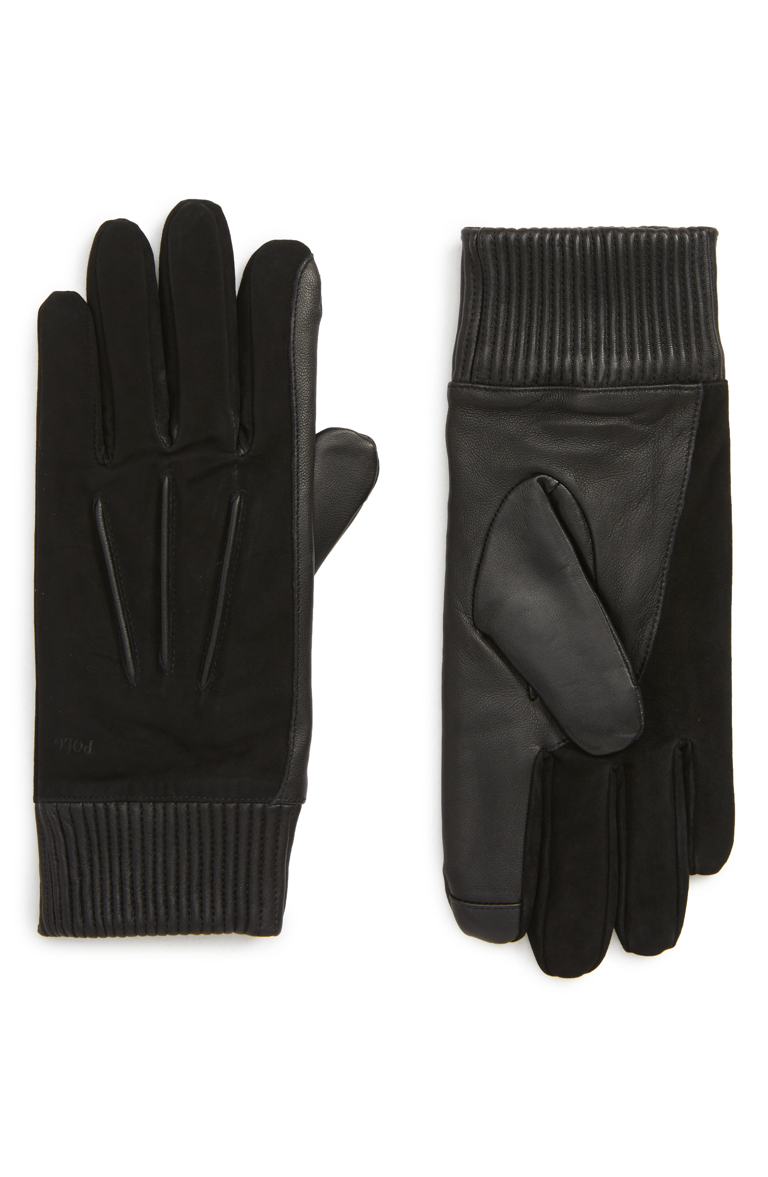 Polo Ralph Lauren Nappa Leather & Suede Gloves, Black