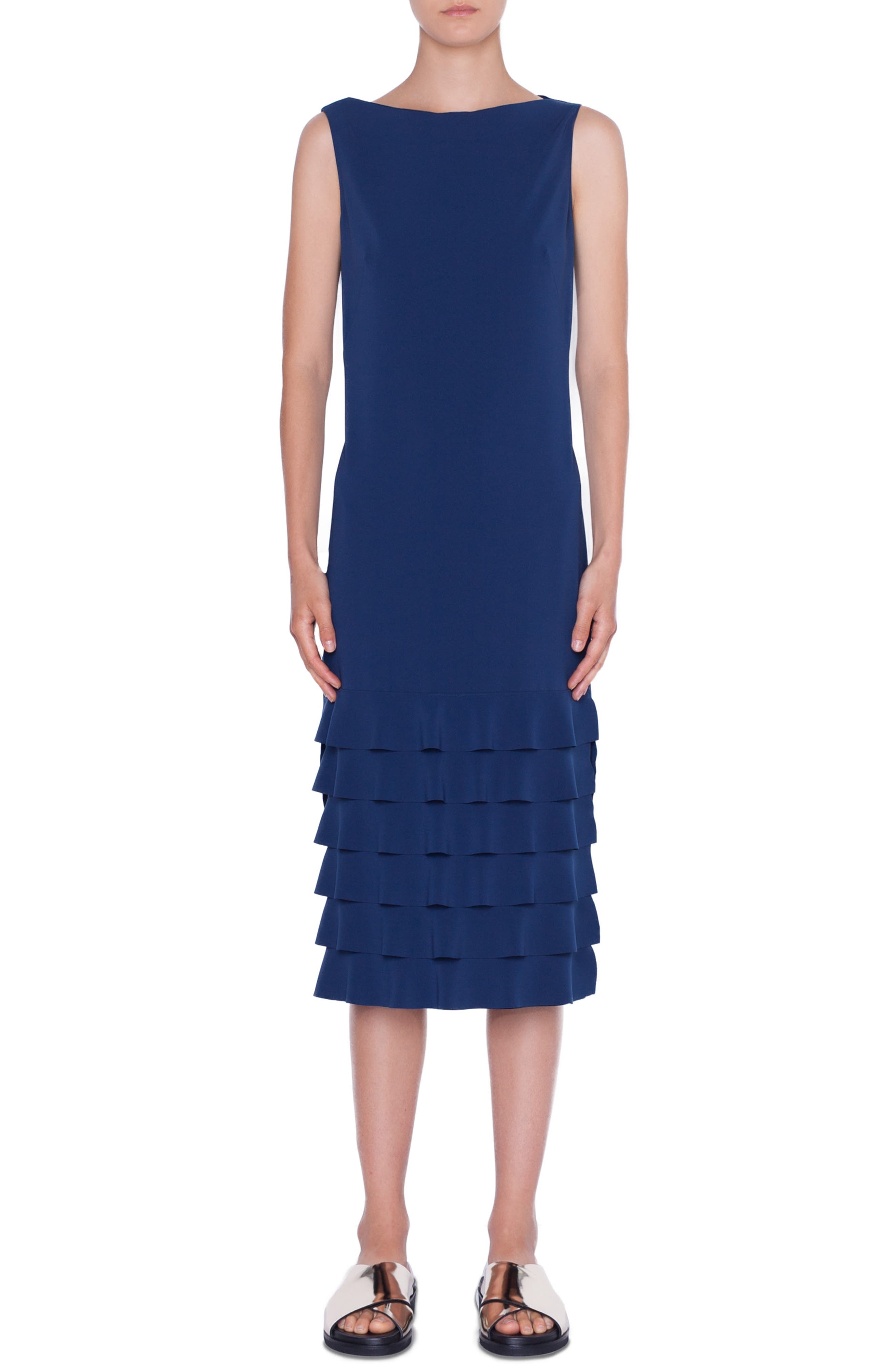 Akris Punto Wave Hem Midi Dress, Blue