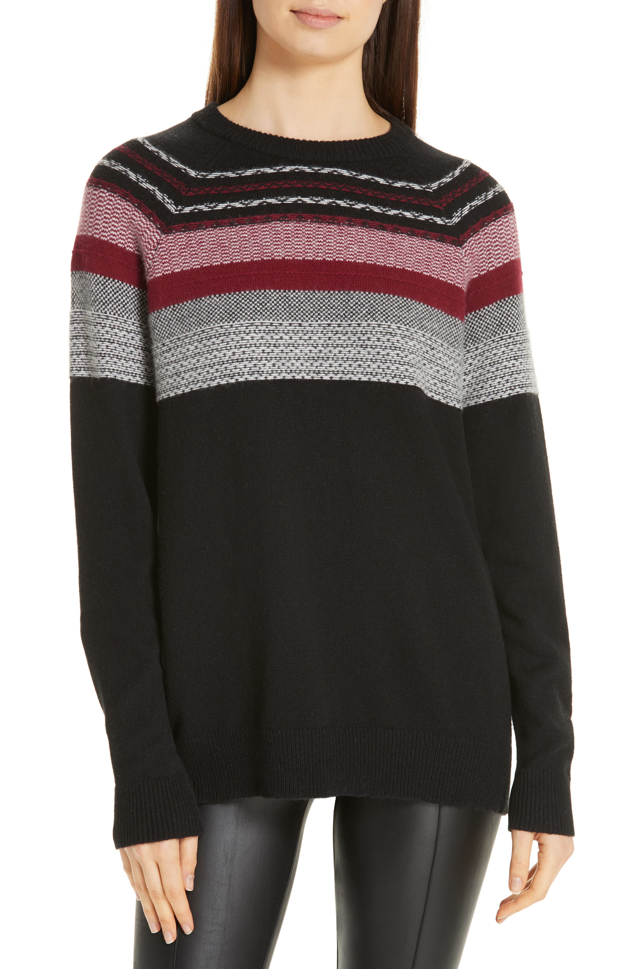 Atm Anthony Thomas Melillo Fair Isle Merino Wool Blend Sweater, Black
