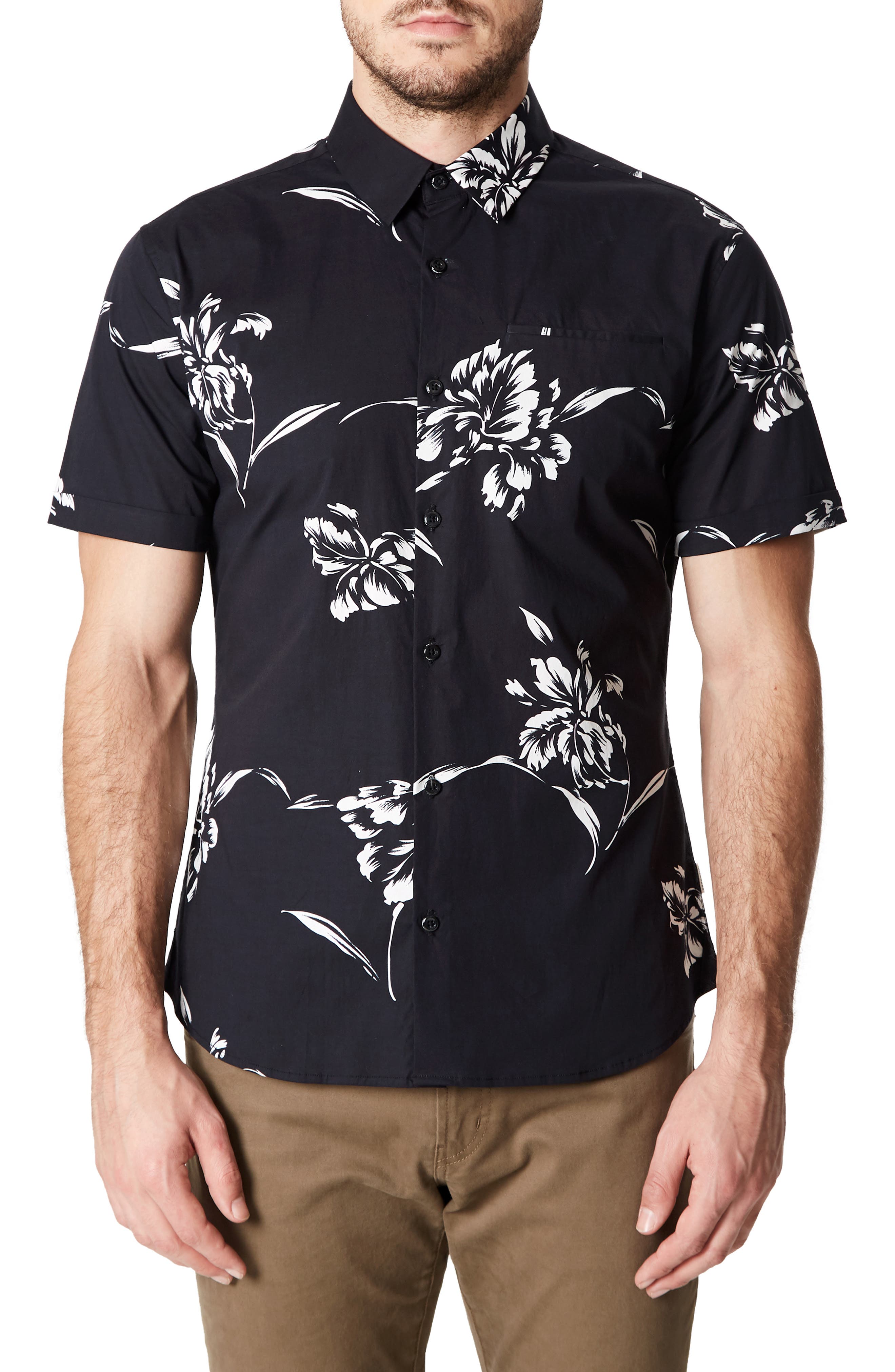 7 Diamonds Harvest Moon Trim Fit Sport Shirt, Black