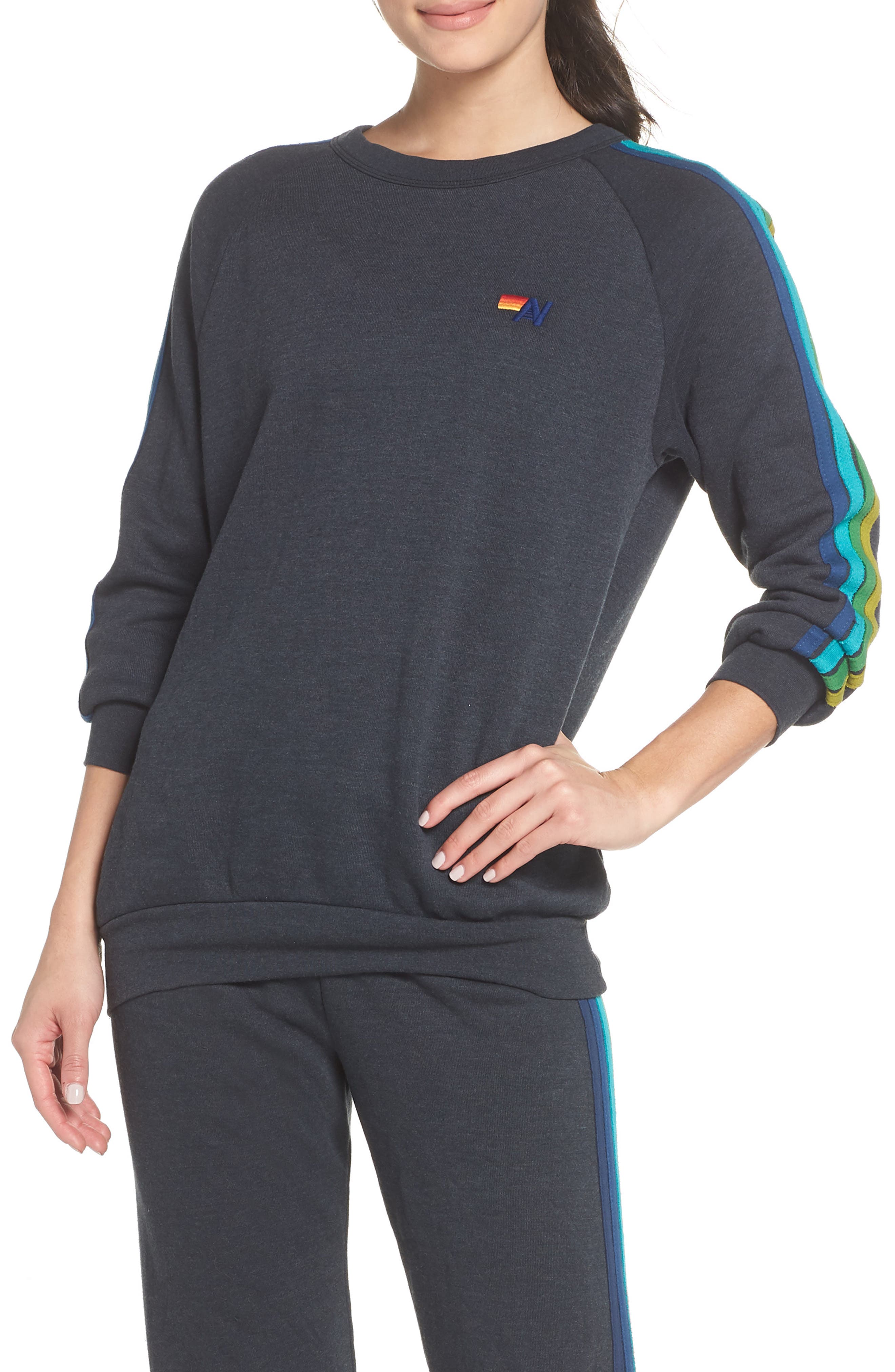 Aviator Nation Stripe Sleeve Sweatshirt