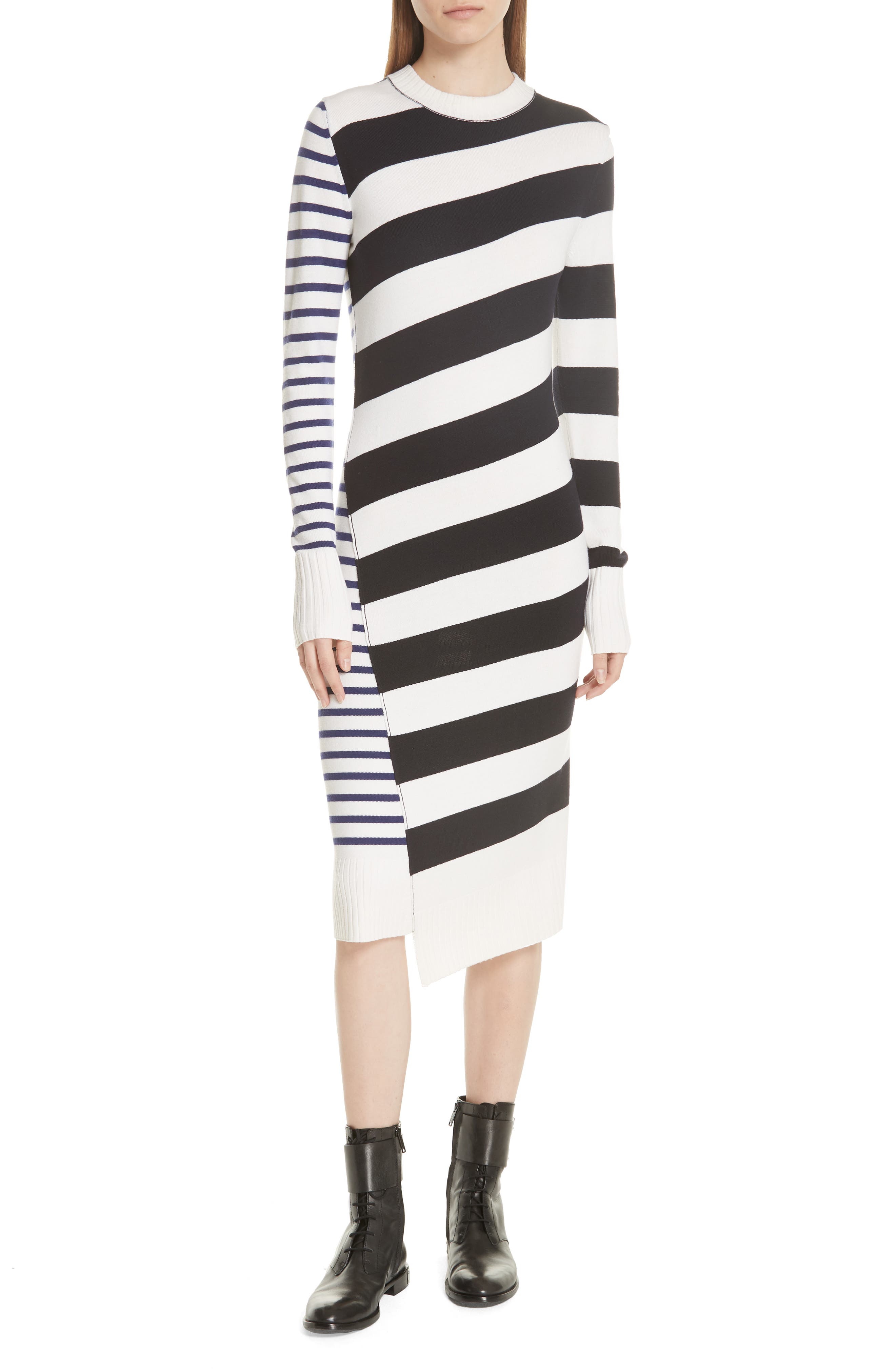 Jason Wu Mixed Stripe Merino Wool Sweater Dress