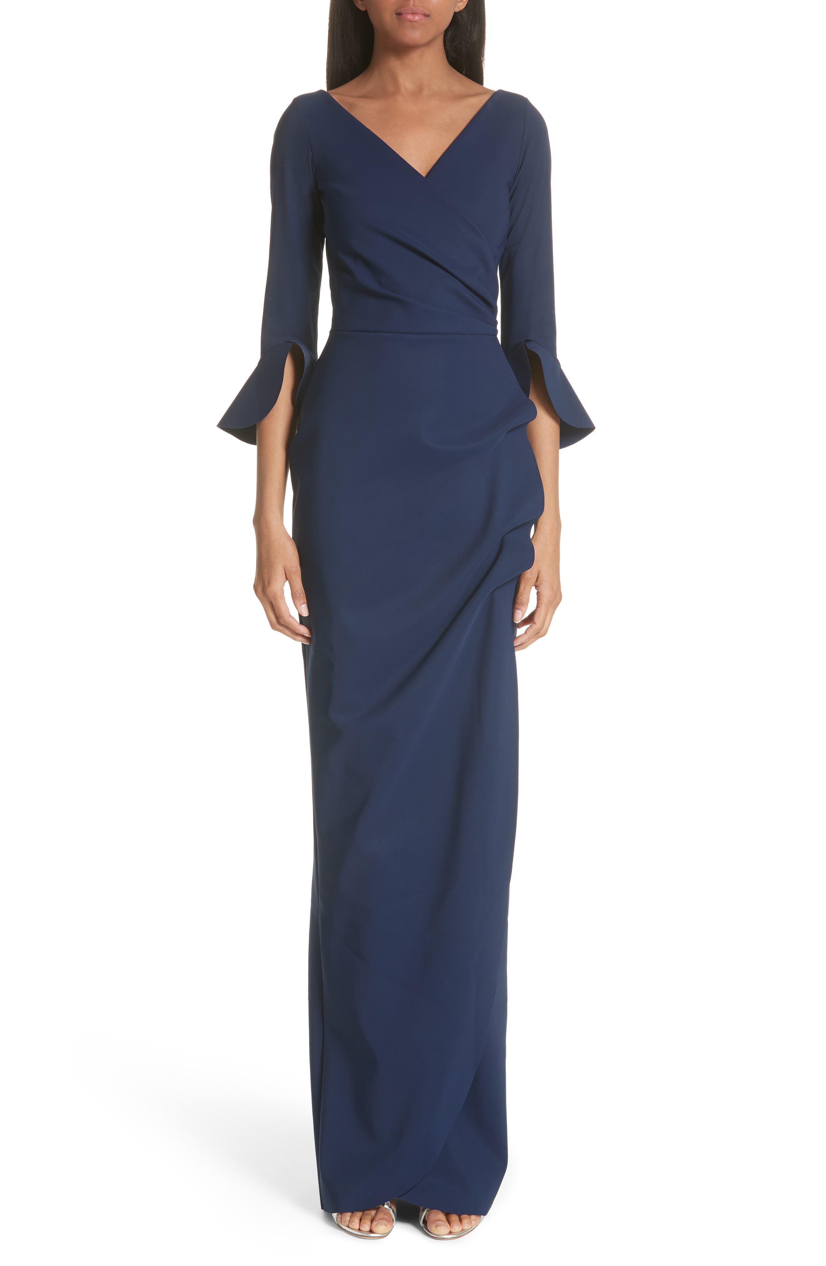 Chiara Boni La Petite Robe Ruched Bell Sleeve Evening Dress, 6 IT - Purple