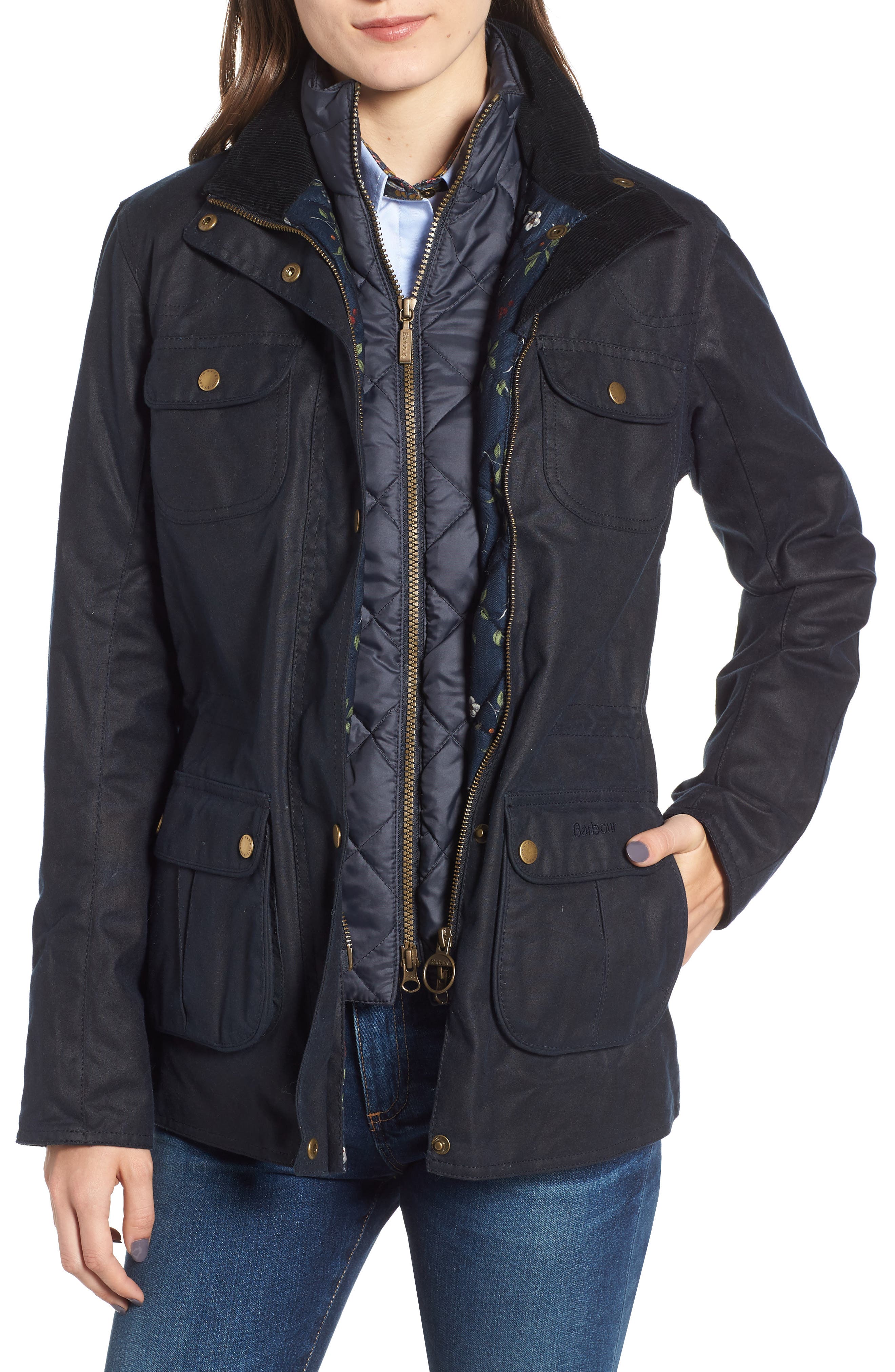 Barbour Chaffinch Water Resistant Waxed Cotton Jacket, US / 8 UK - Blue