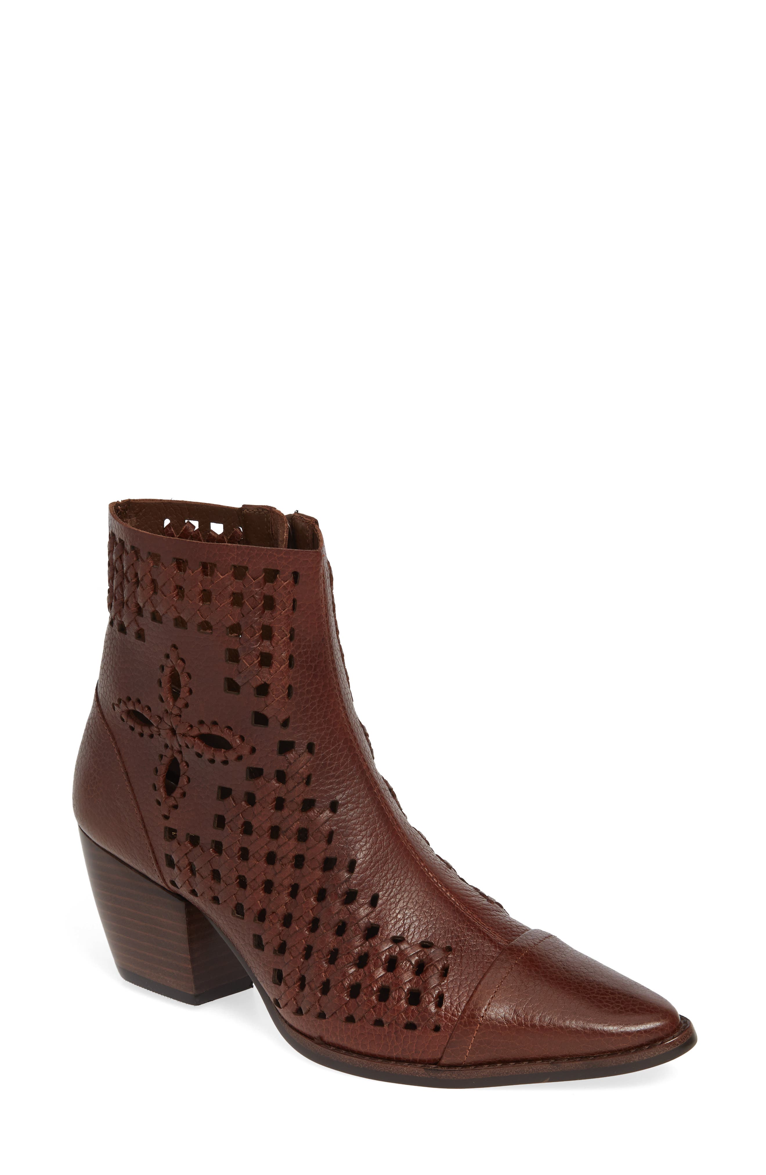 Matisse Bello Woven Pointy Toe Bootie- Brown