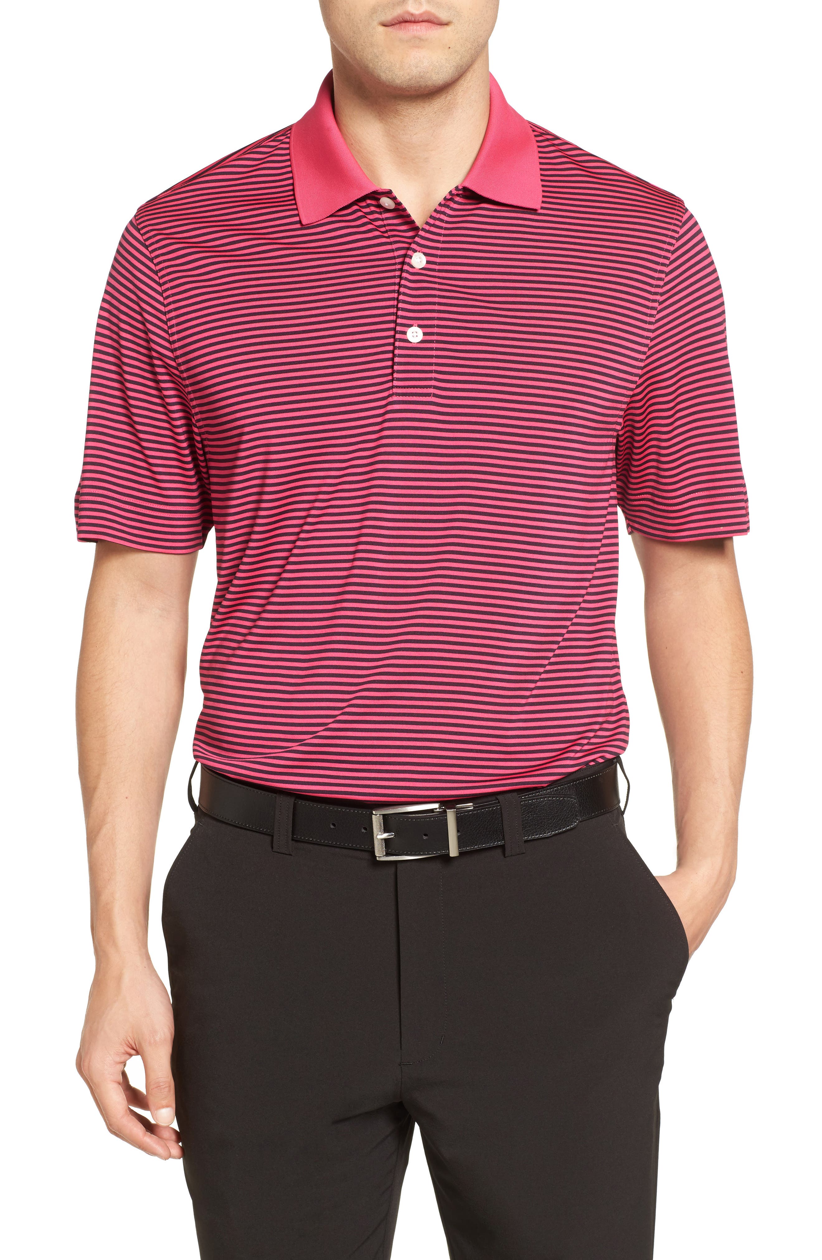 Cutter & Buck Trevor Stripe Drytec Polo, Pink
