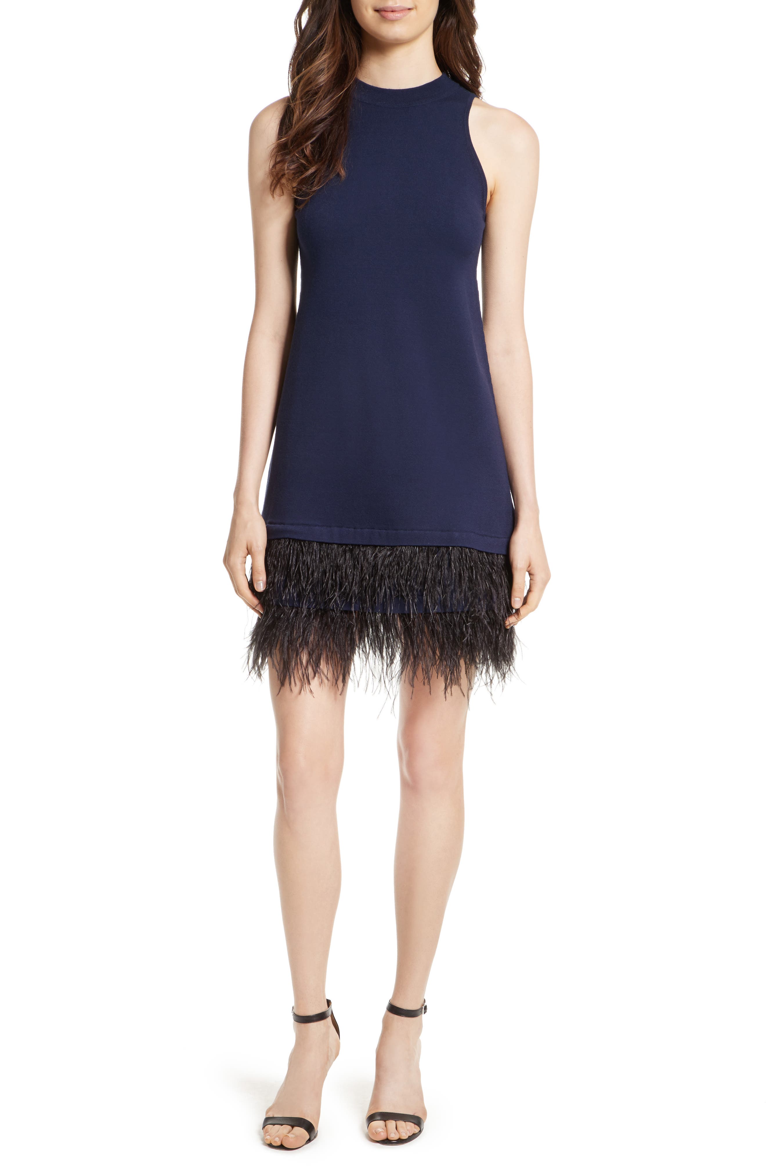 Milly Feather Hem Shift Dress Nordstrom