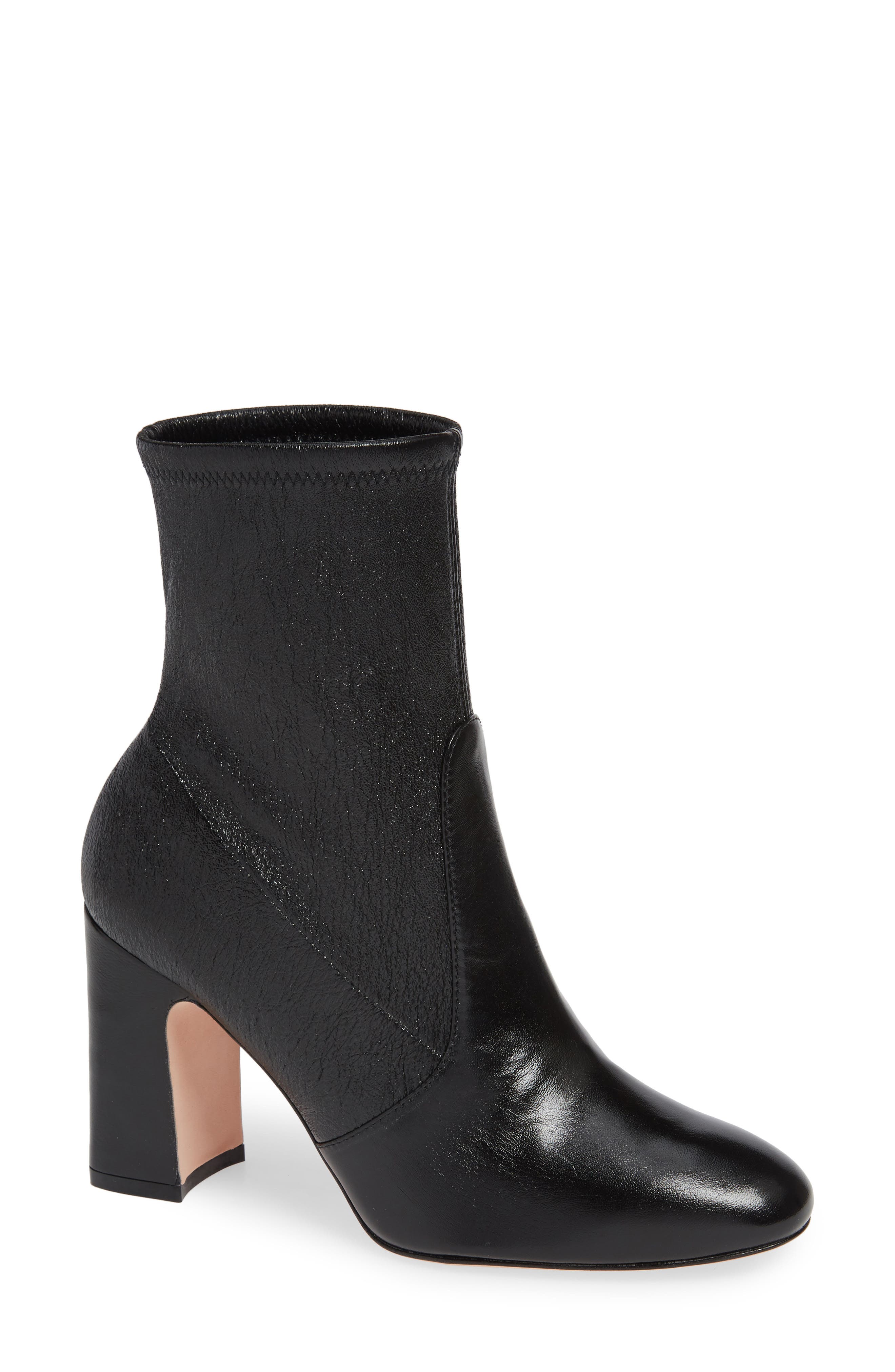 Stuart Weitzman Niki Block Heel Bootie- Black