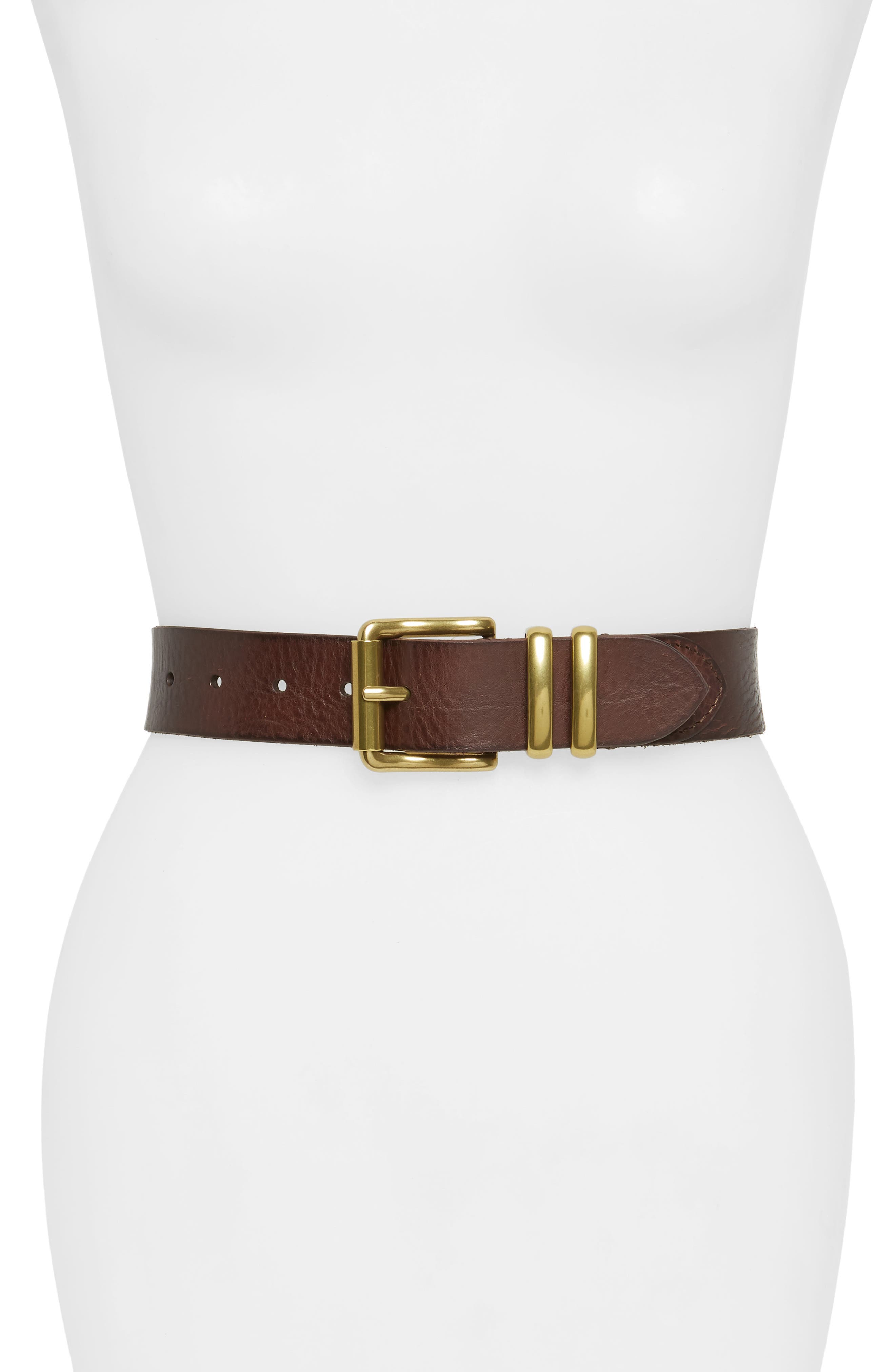 Frye Double Keeper Leather Belt, Anthracite