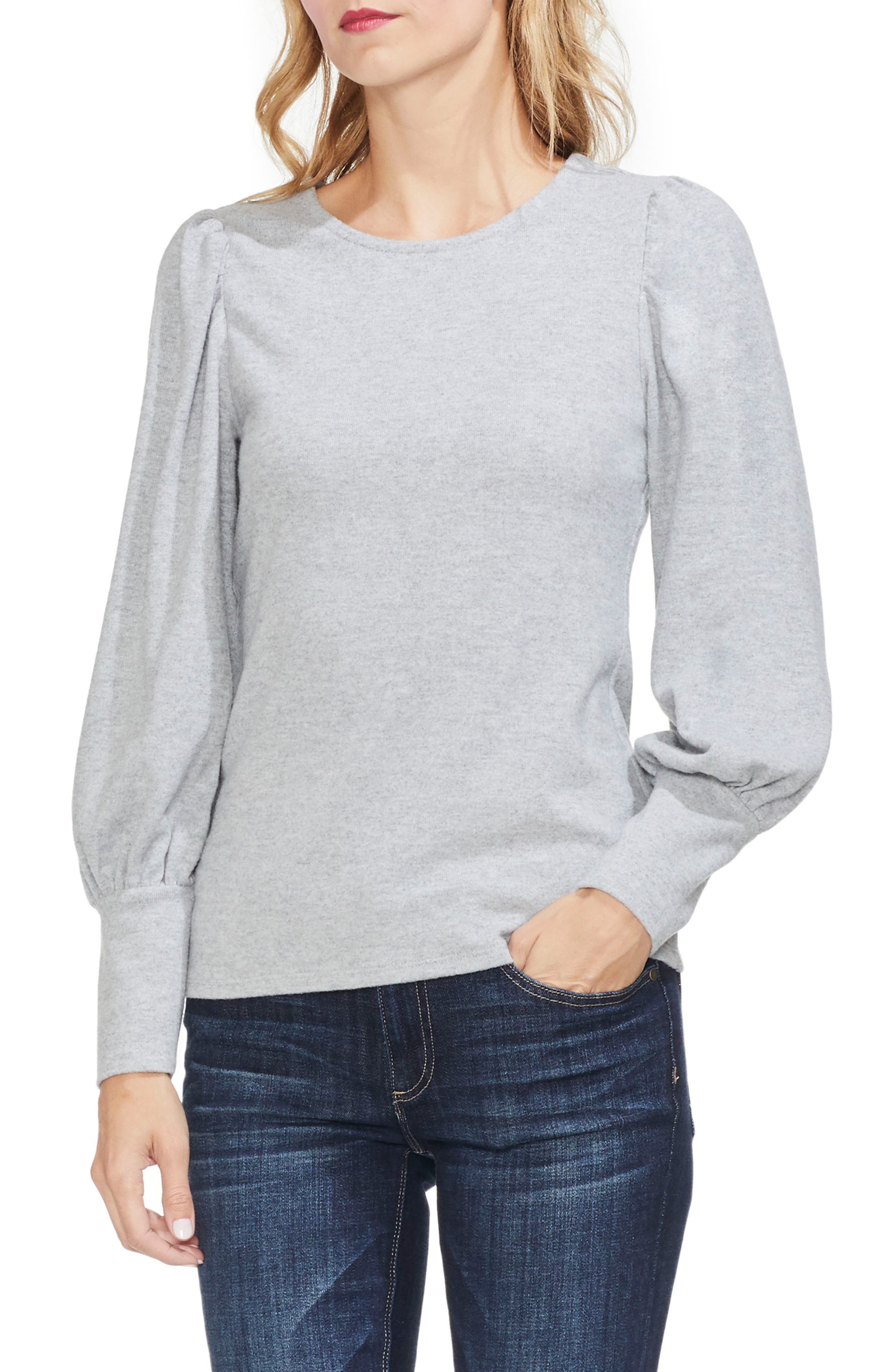 Vince Camuto Bubble Sleeve Knit Top, Grey