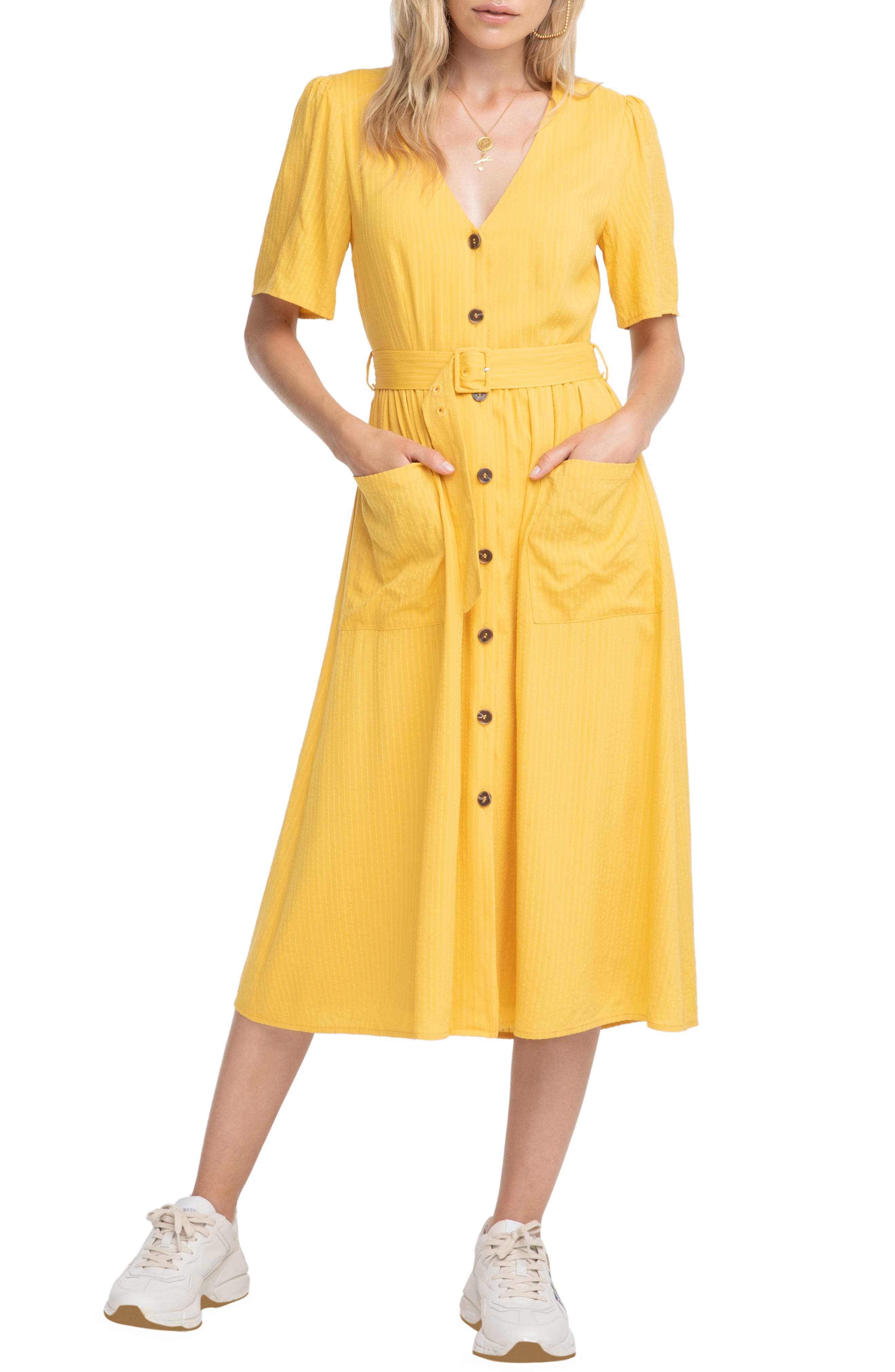 Astr The Label Charli A-Line Dress, Yellow