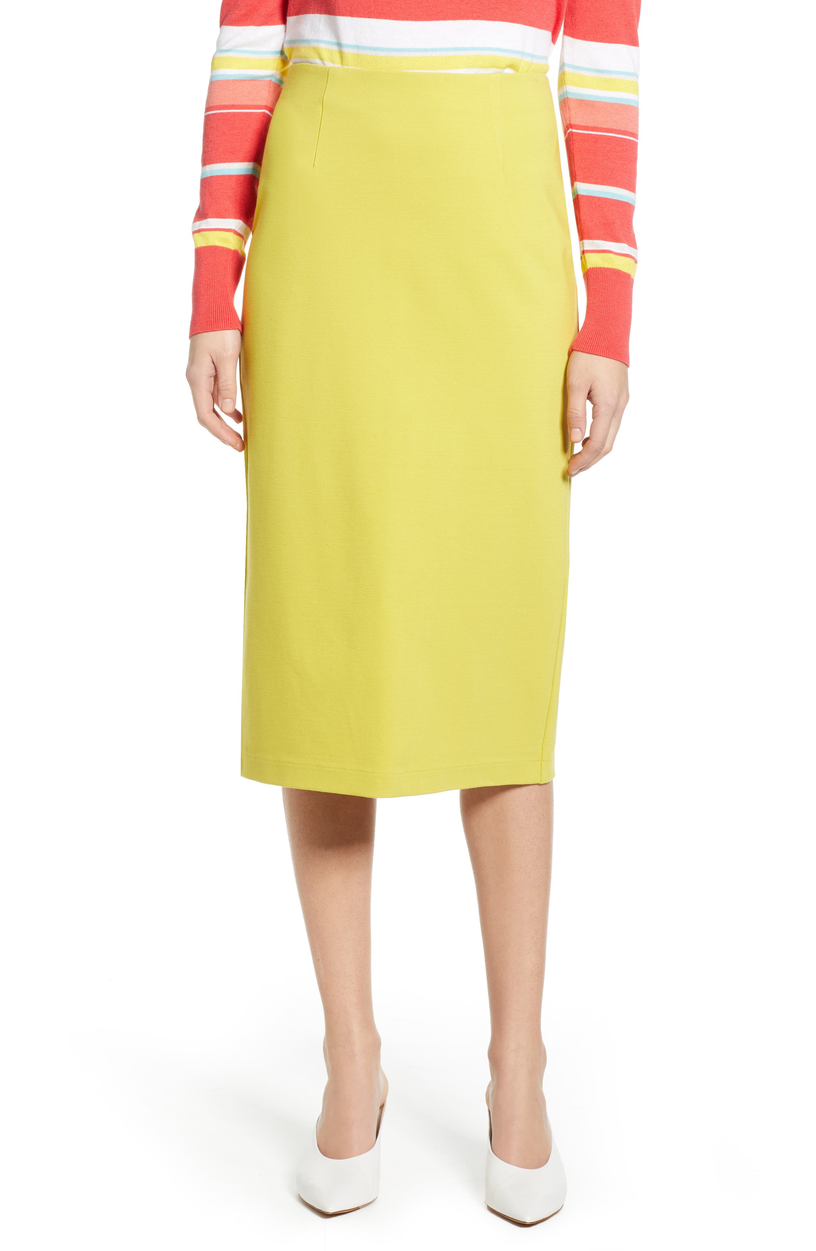 Petite Halogen Ponte Pencil Skirt, Green