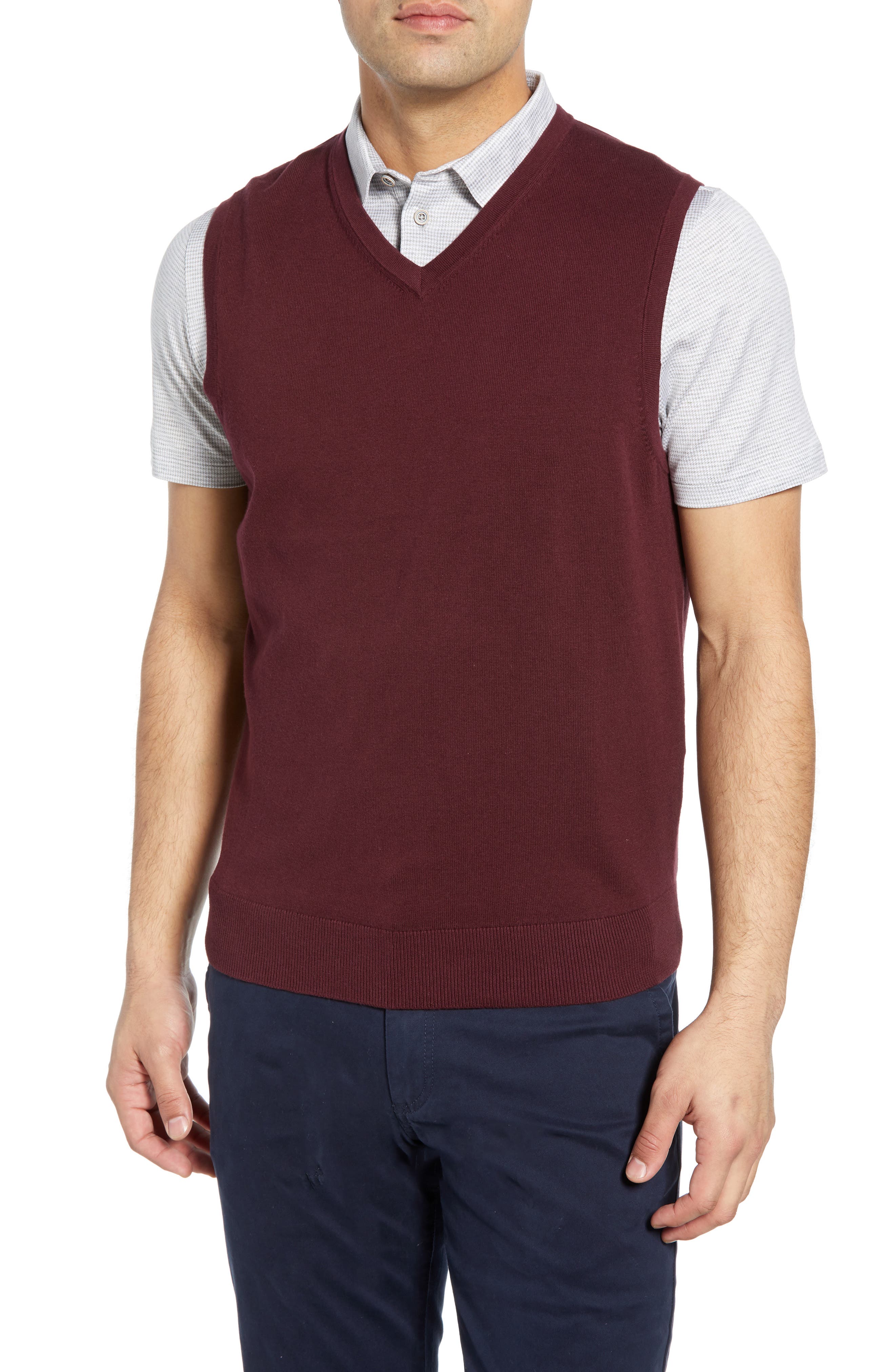 Cutter & Buck Lakemont V-Neck Sweater Vest, Red