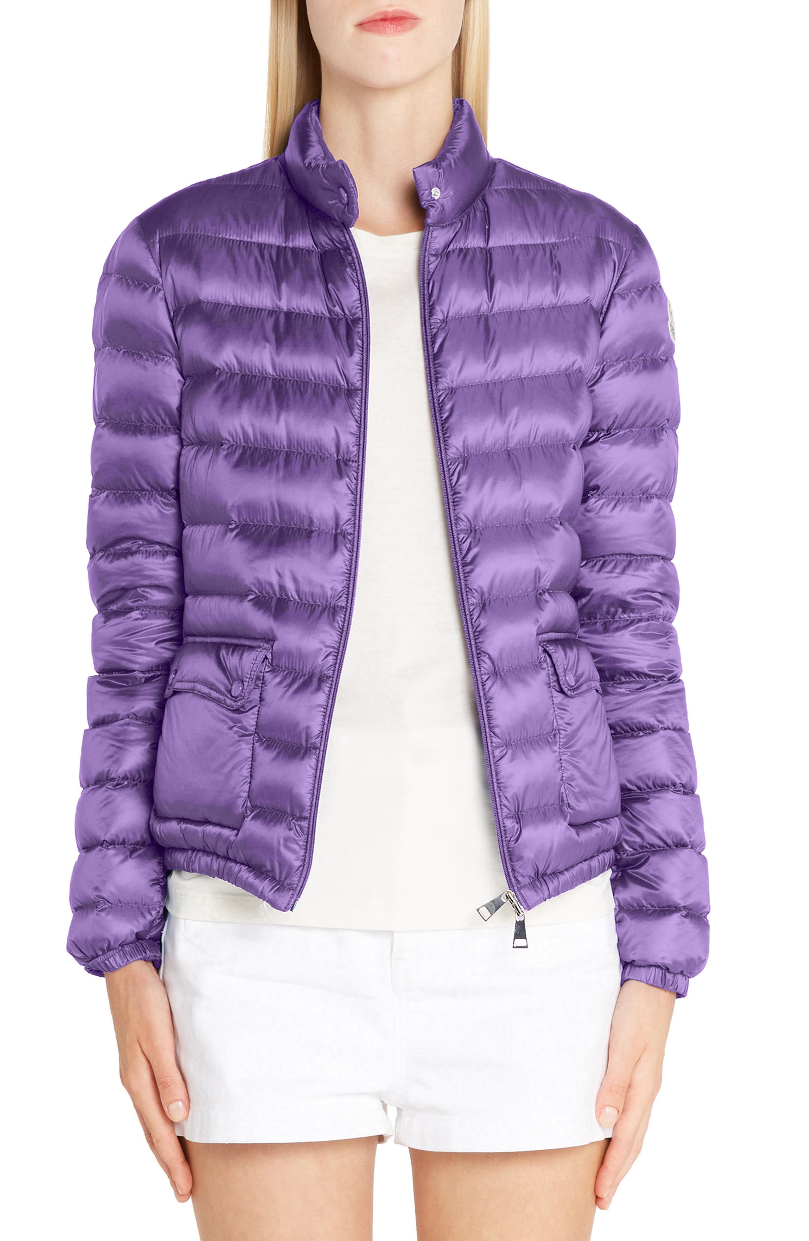 Moncler Lans Water Resistant Quilted Down Jacket, Purple