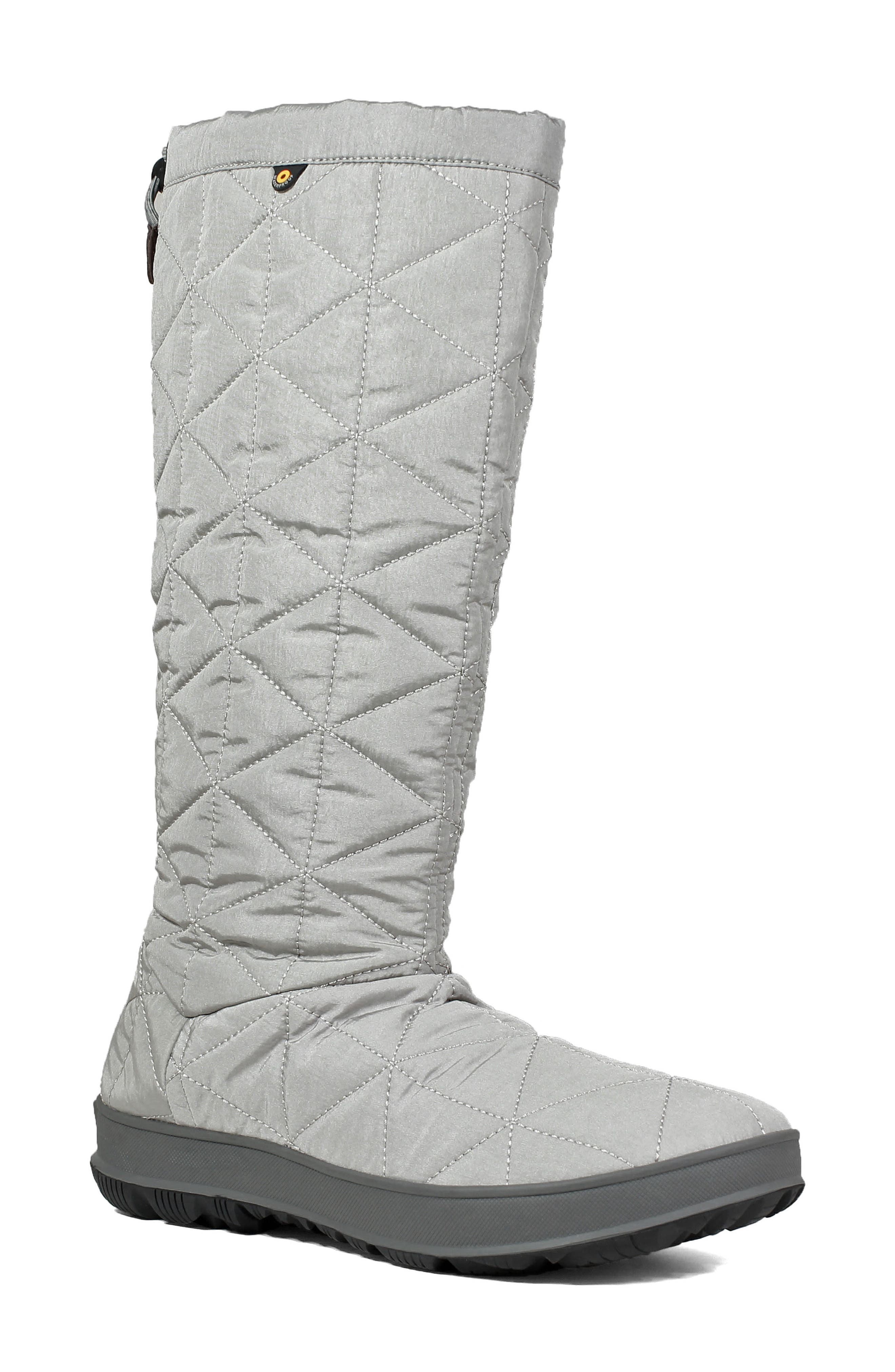 Bogs Snowday Tall Waterproof Quilted Snow Boot, Grey