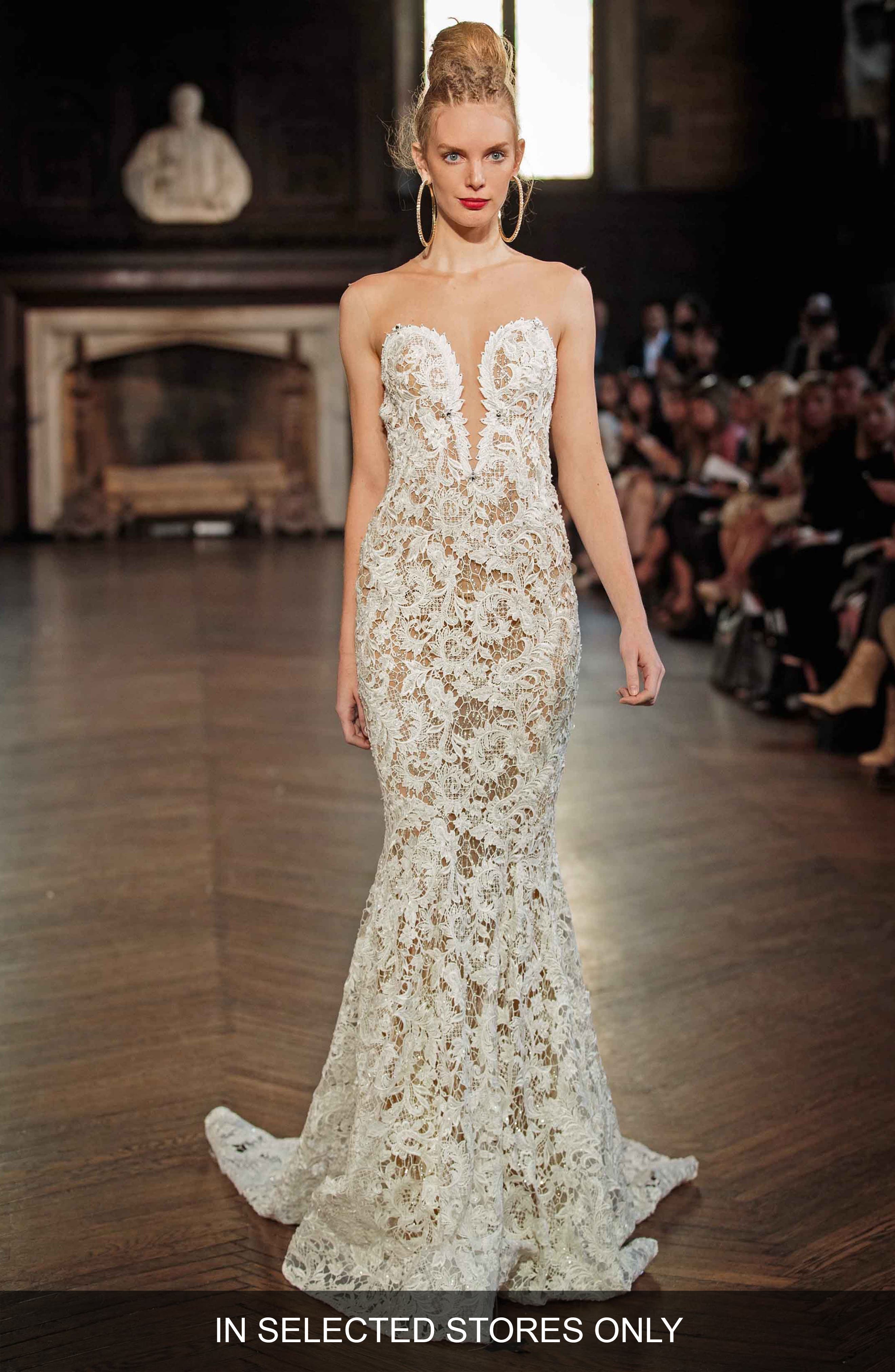 Berta Illusion Lace Mermaid Gown
