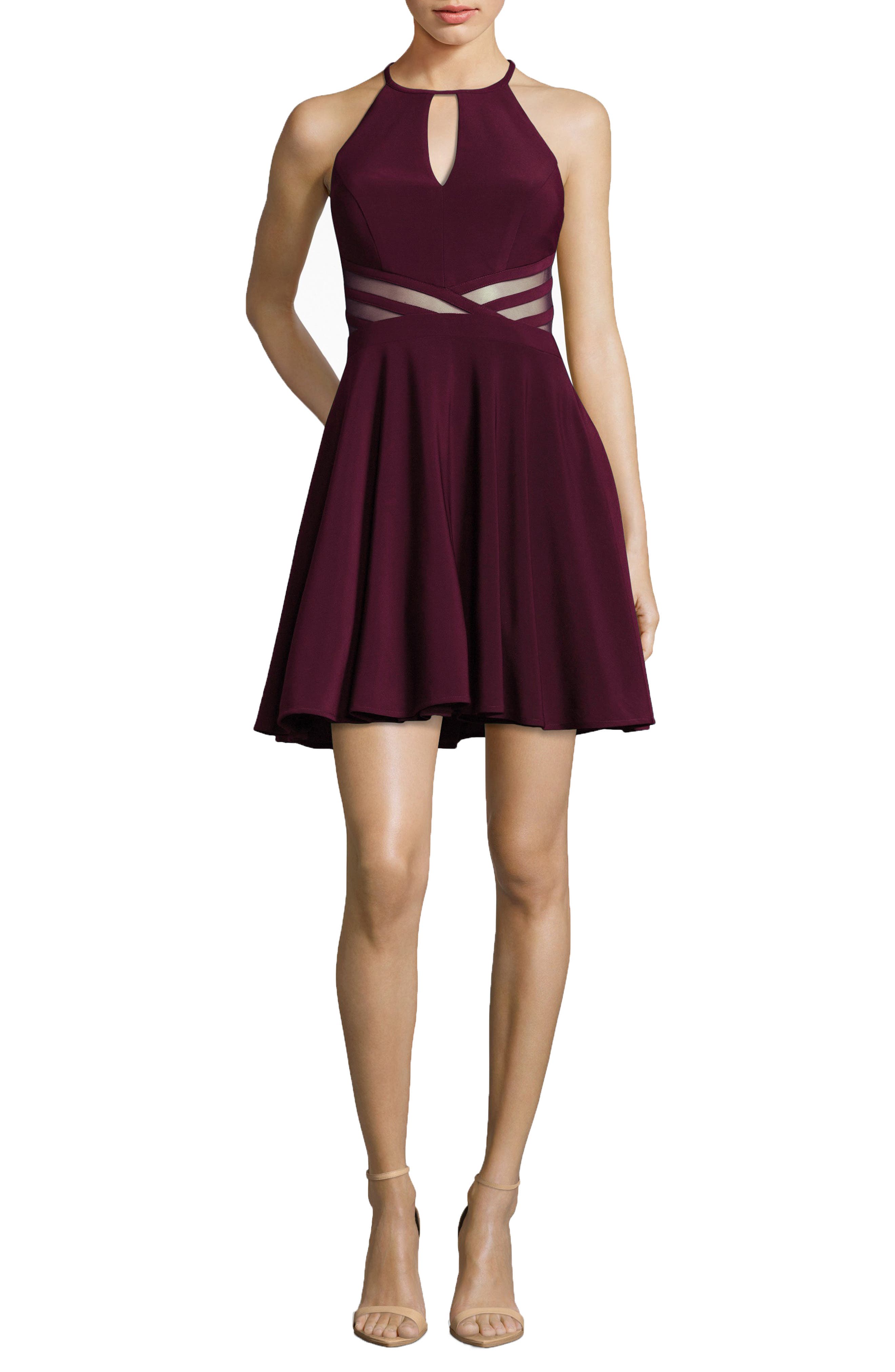 Xscape Stripe Waist Party Dress, Red