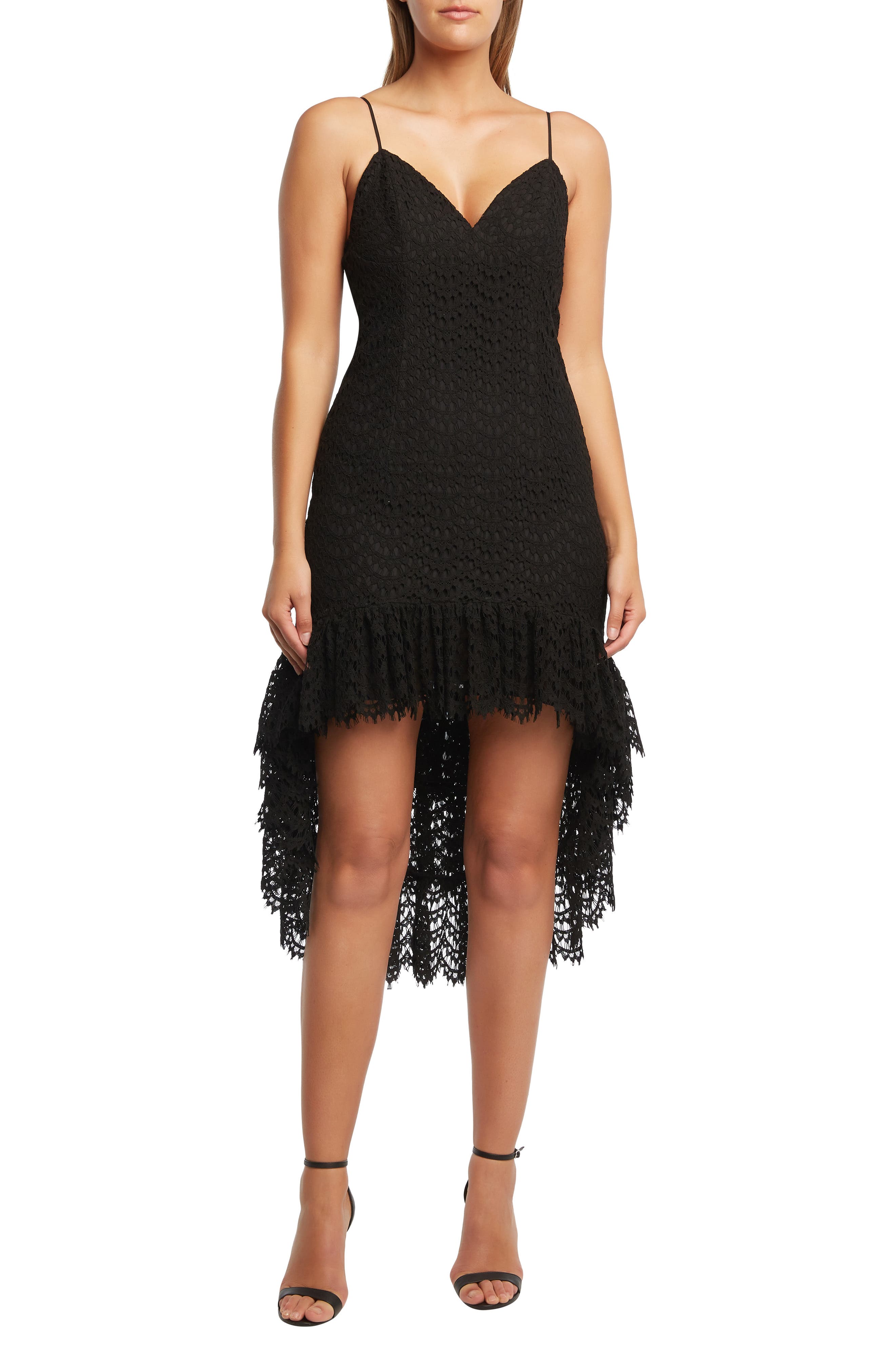 Bardot Lace High/low Cocktail Dress, Black