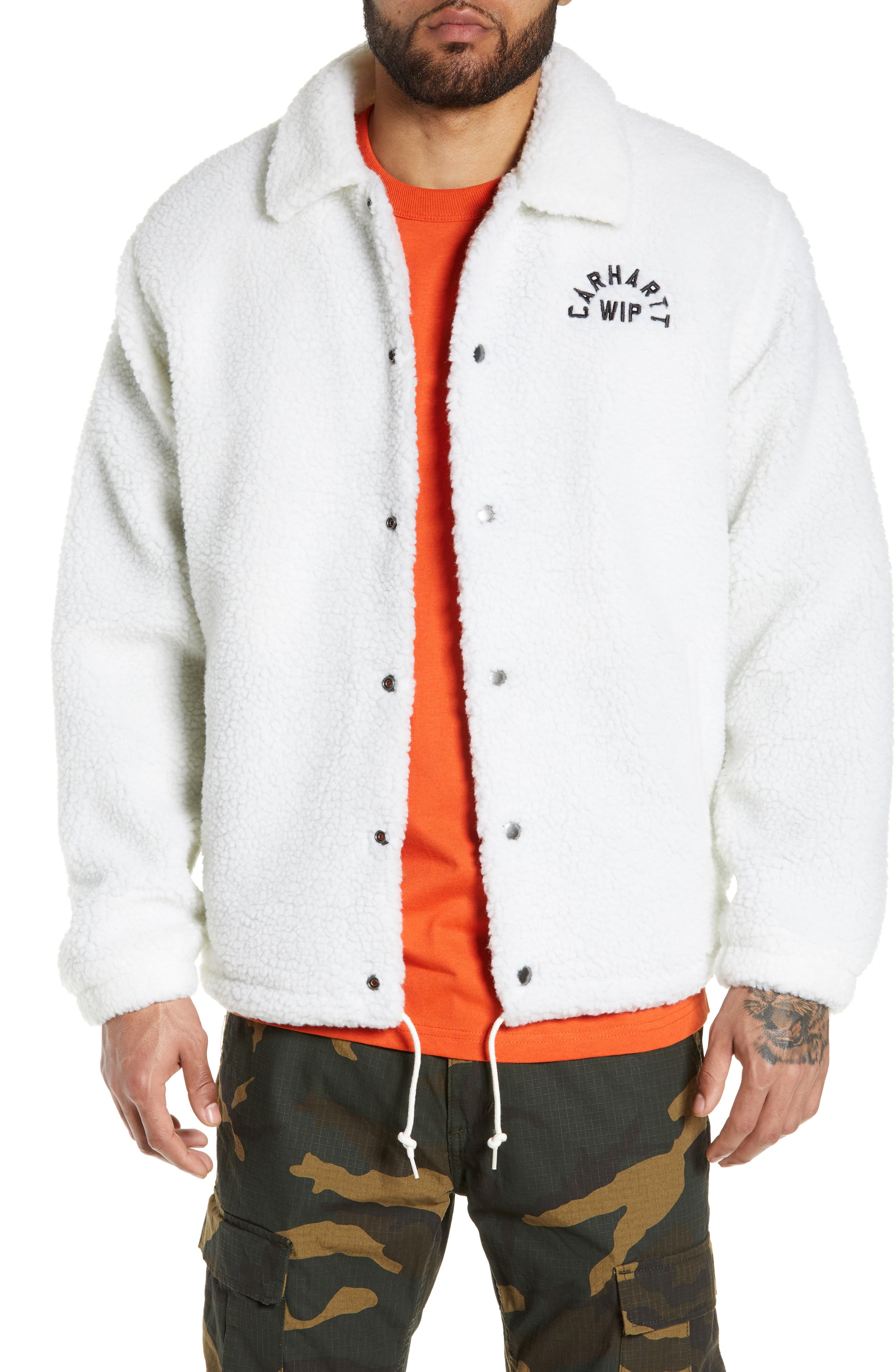 Carhartt Work In Progress Arch Fleece Coach Jacket, Ivory