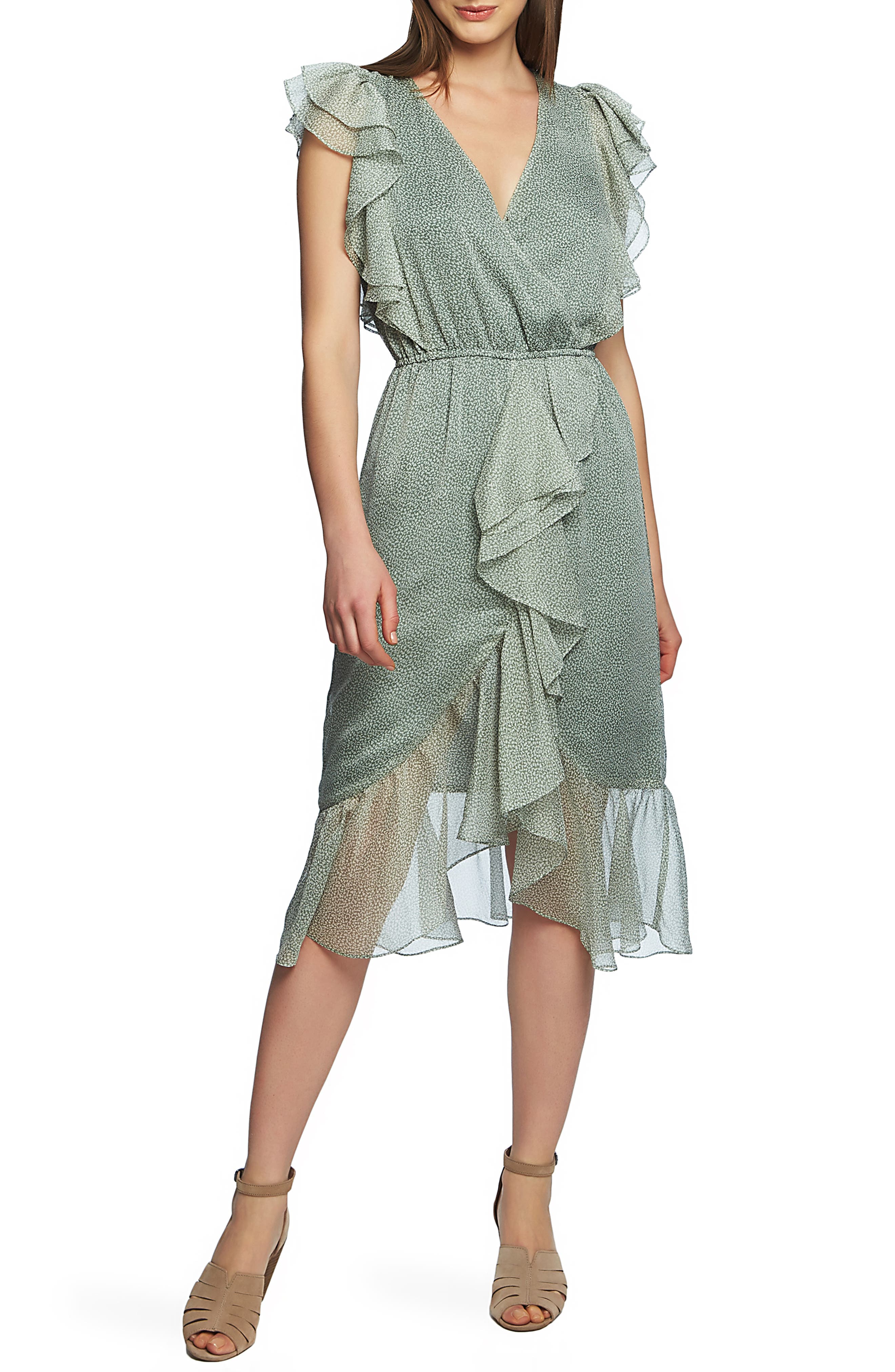1.state Mosaic Ditsy High/low Dress, Green