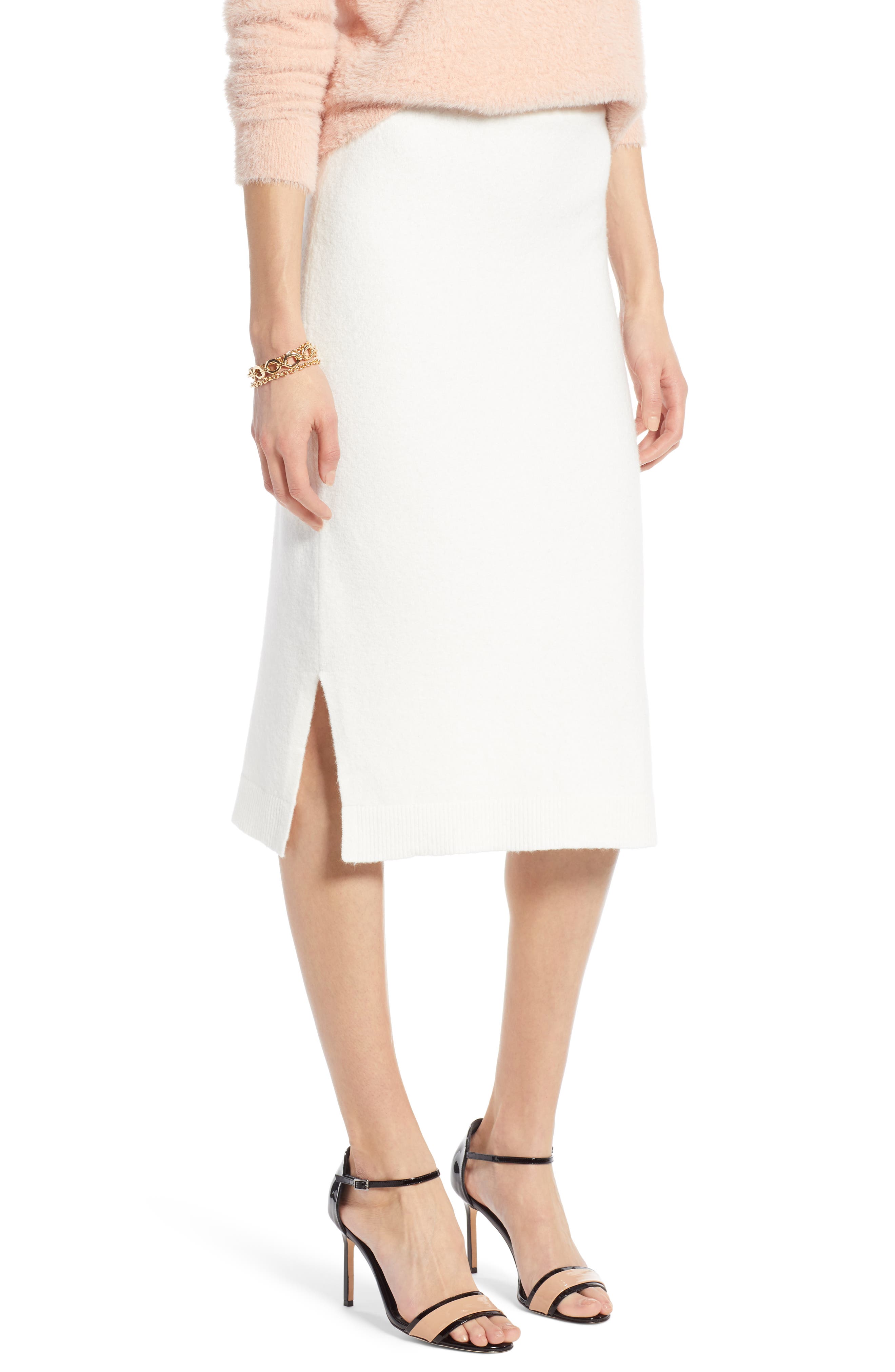 Halogen Sweater Pencil Sweater Skirt, Ivory