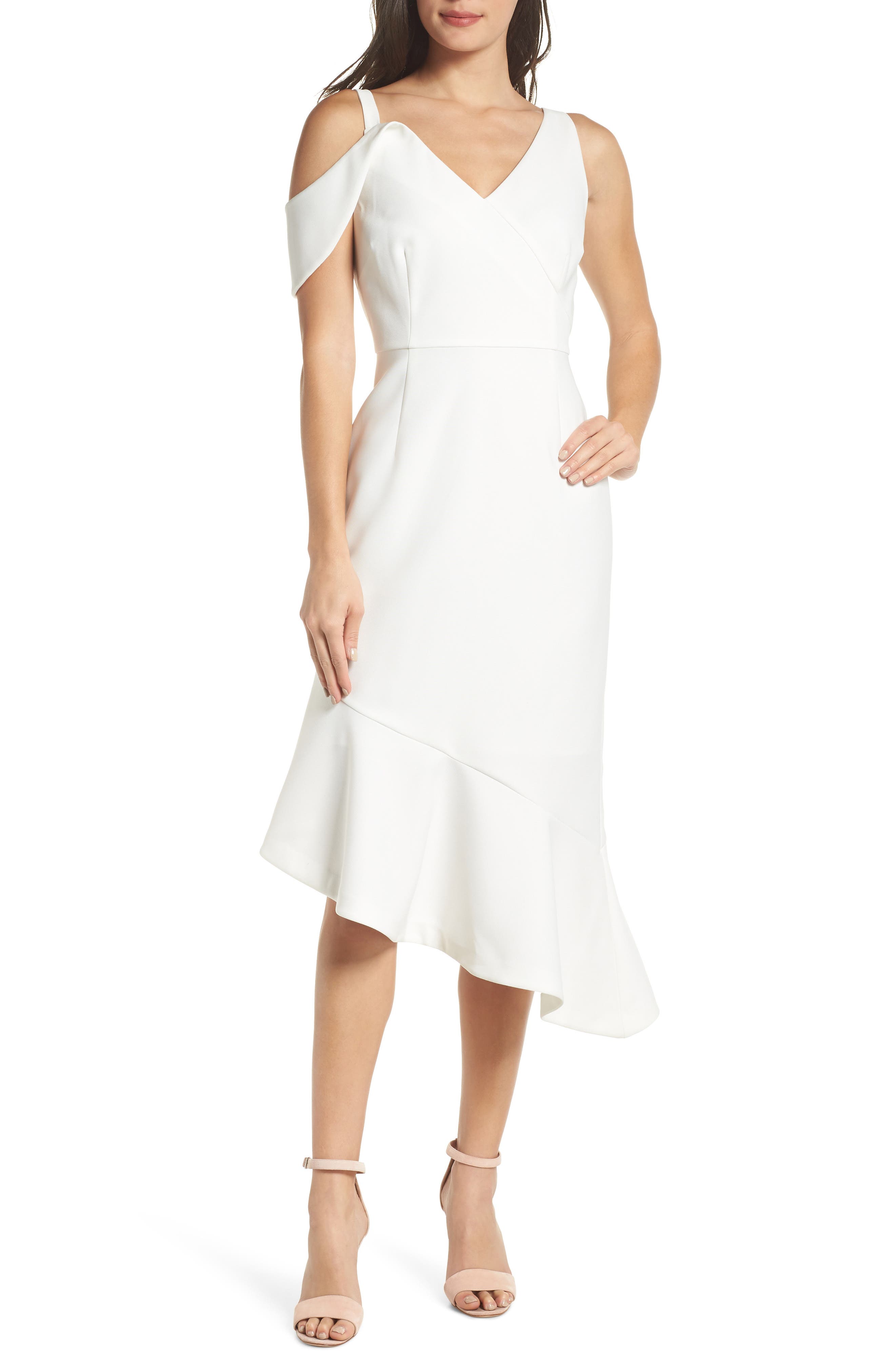 Chelsea28 Sleeveless Asymmetrical Midi Dress, White