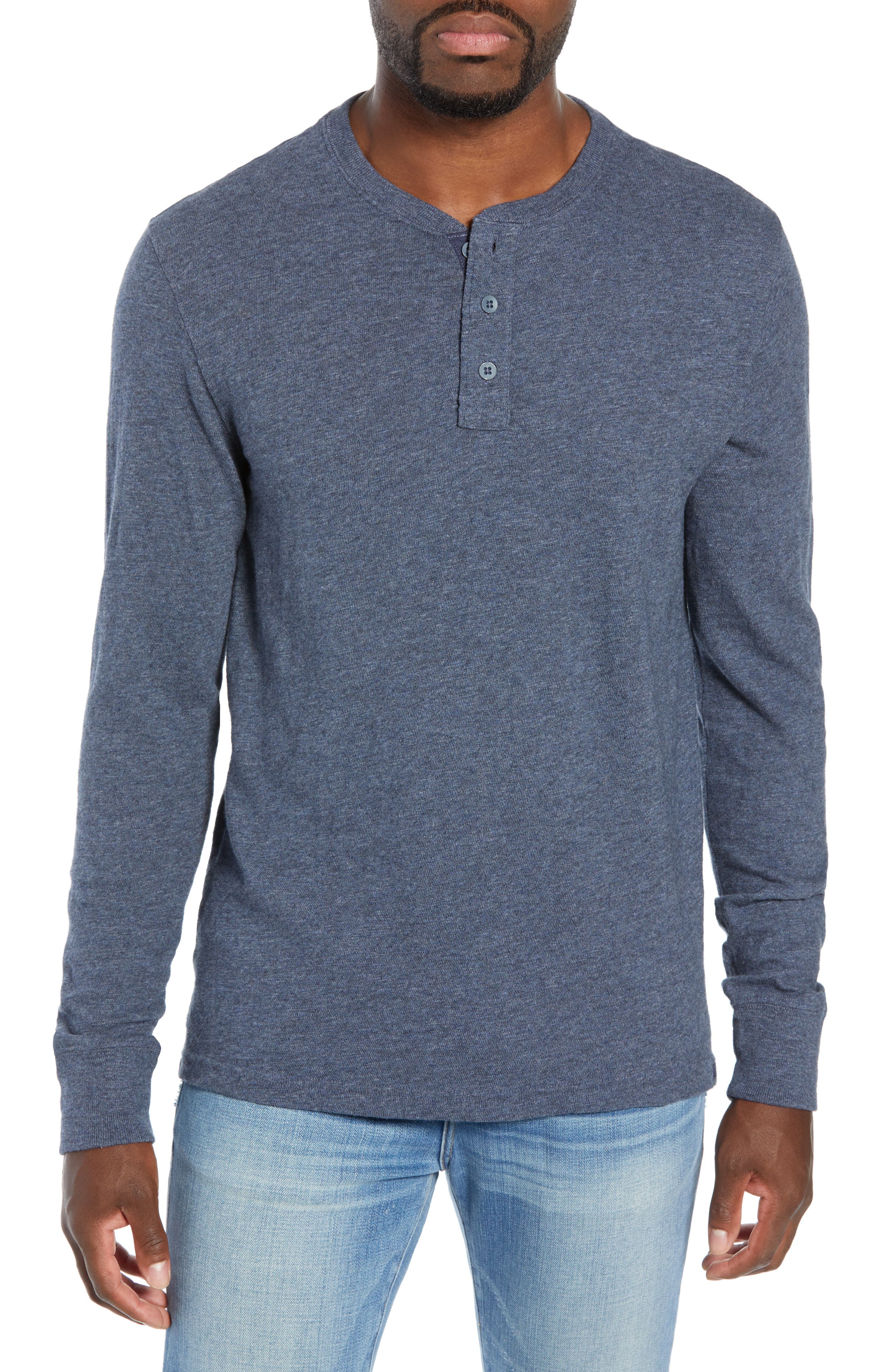 Faherty Slub Cotton Henley, Blue