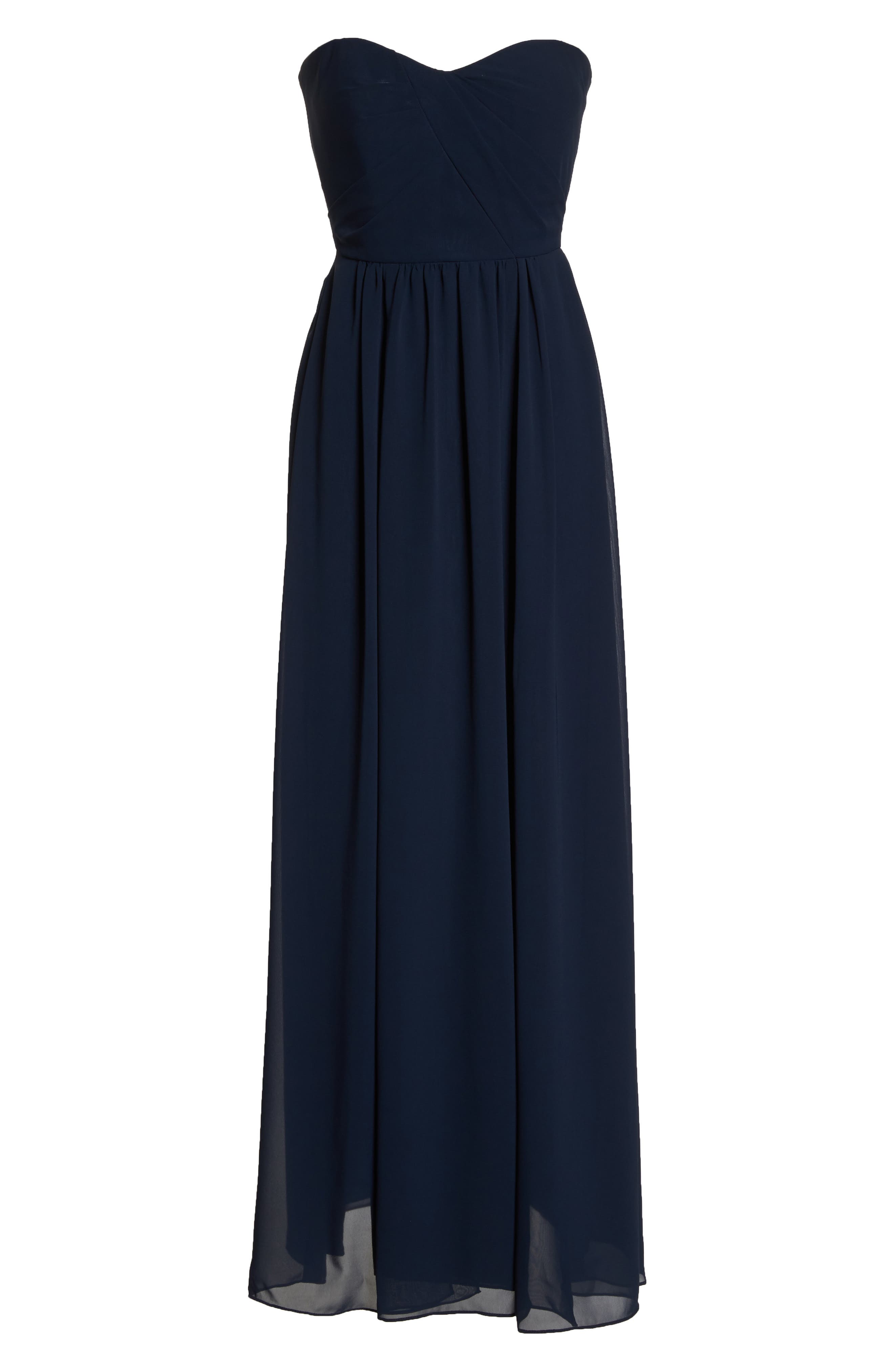 Social Bridesmaids Strapless Georgette Gown, Blue